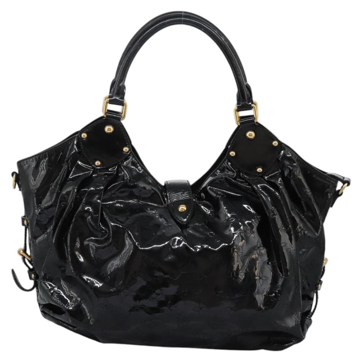 LOUIS VUITTON Monogram Mahina Surya L Bag Enamel Black M95881 LV Auth nb310