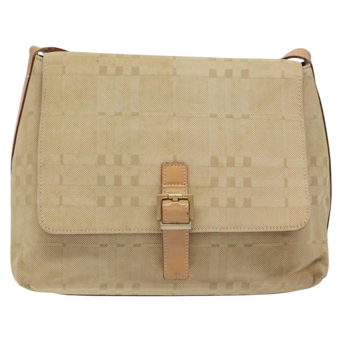 BURBERRY Nova Check Shoulder Bag Canvas Beige Auth nb311