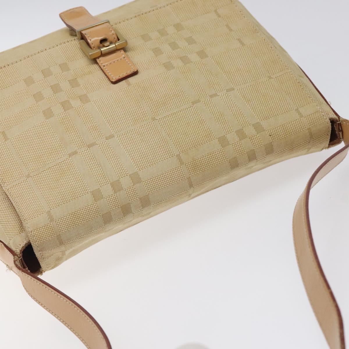 BURBERRY Nova Check Shoulder Bag Canvas Beige Auth nb311