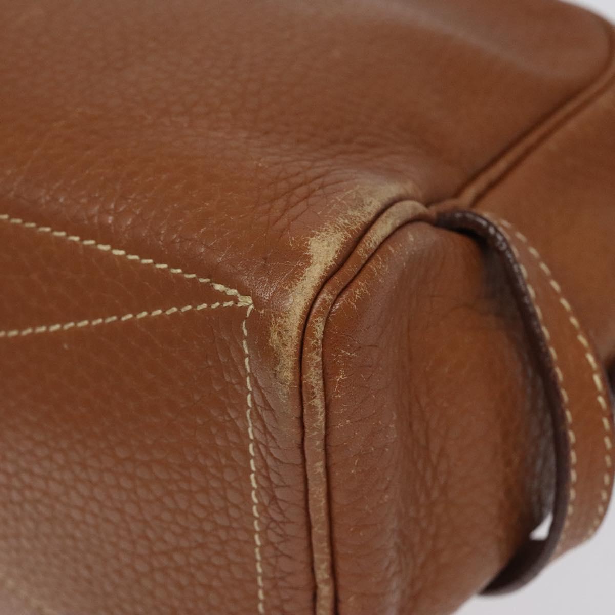 HERMES Trousse Victoria GM Clutch Bag Leather Brown Silver Auth nb423