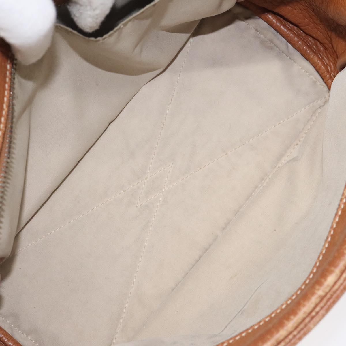 HERMES Trousse Victoria GM Clutch Bag Leather Brown Silver Auth nb423