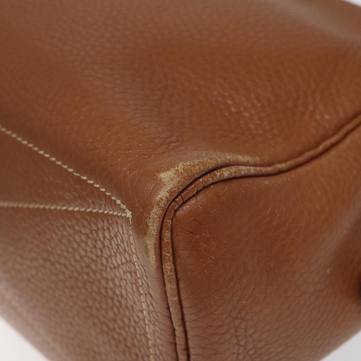 HERMES Trousse Victoria GM Clutch Bag Leather Brown Silver Auth nb423