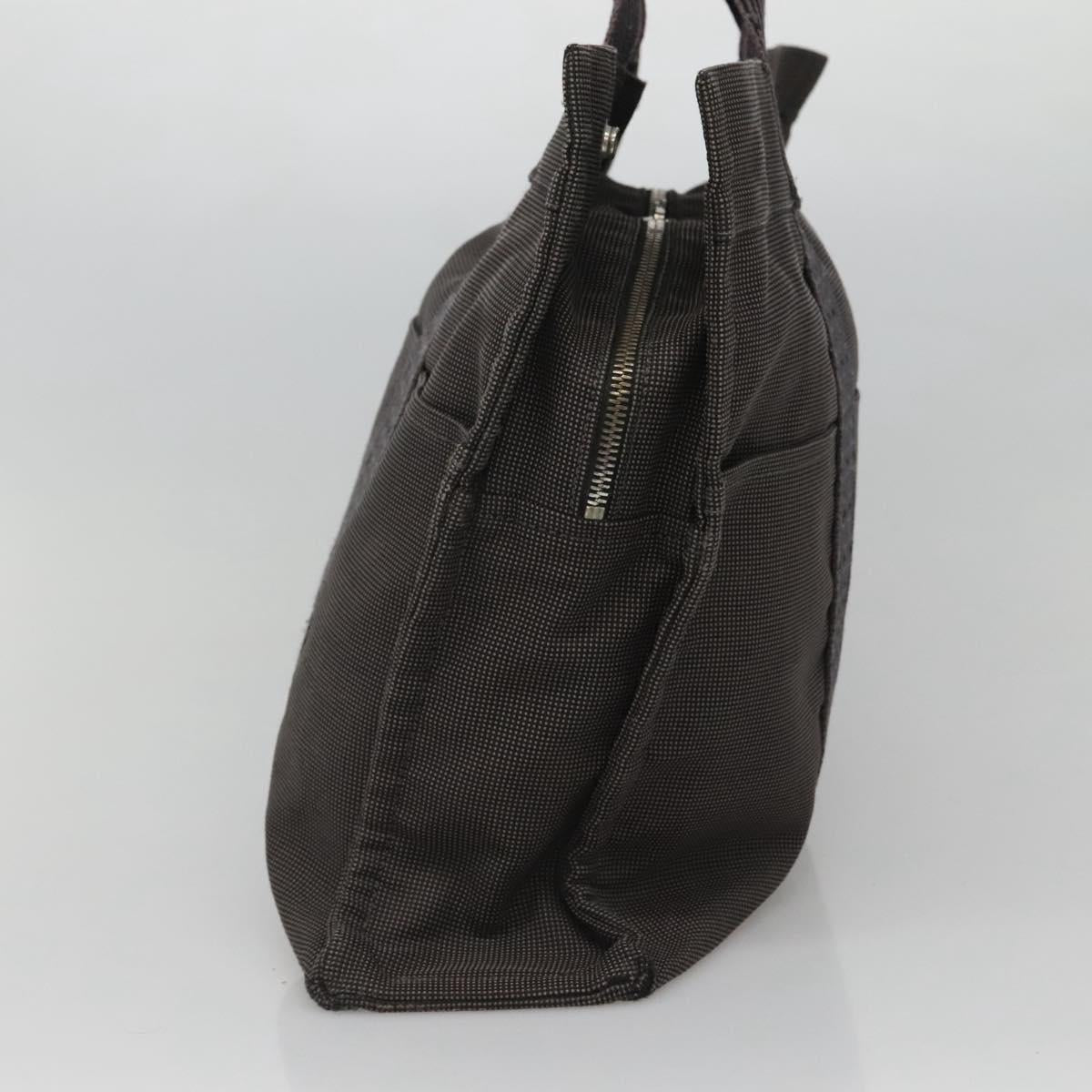 HERMES Her Line Her Line MM Hand Bag Canvas Black Silver Auth nb424