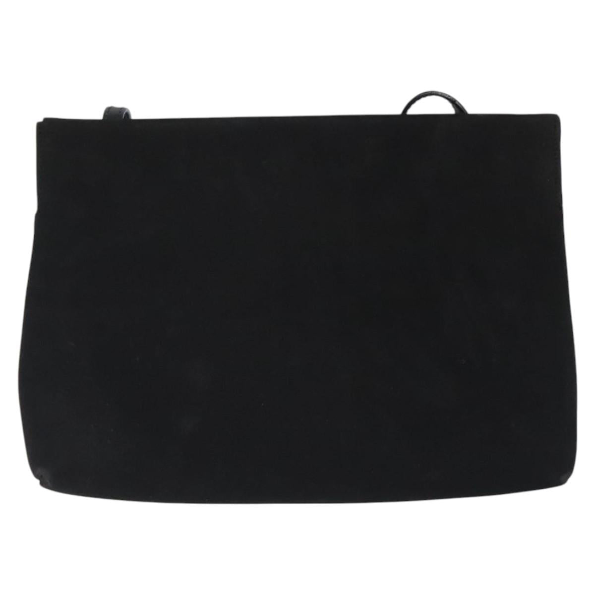 Salvatore Ferragamo Shoulder Bag Suede Black Gold Auth nb434