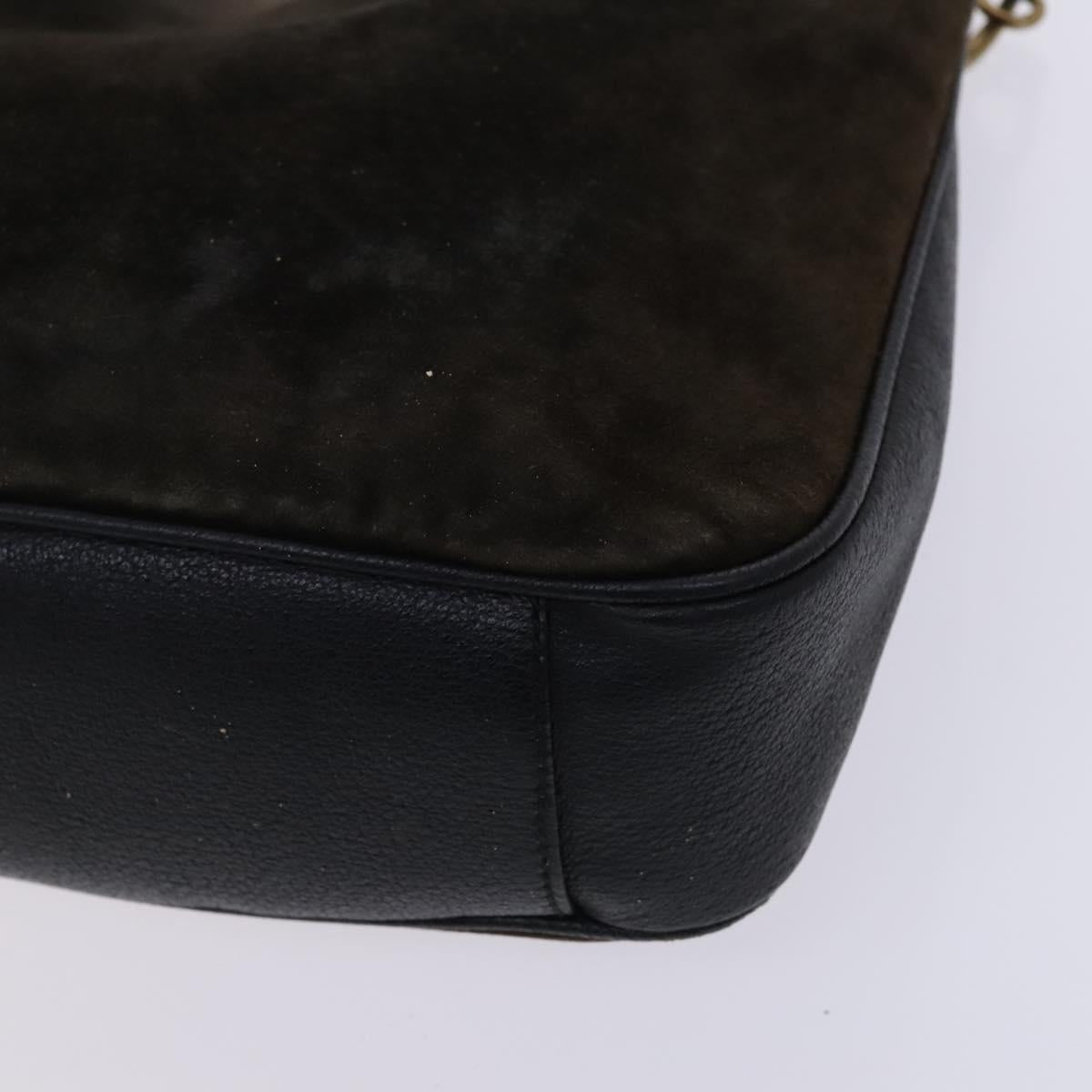 GUCCI Bamboo Hand Bag Suede Leather 2way Brown gold 001 1705 1638 Auth nb444