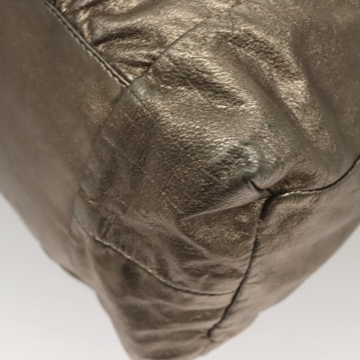 GUCCI Shoulder Bag Leather Silver Gold 197061 Auth nb455