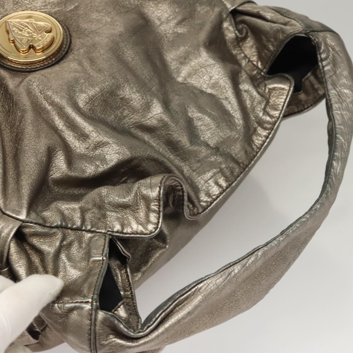 GUCCI Shoulder Bag Leather Silver Gold 197061 Auth nb455