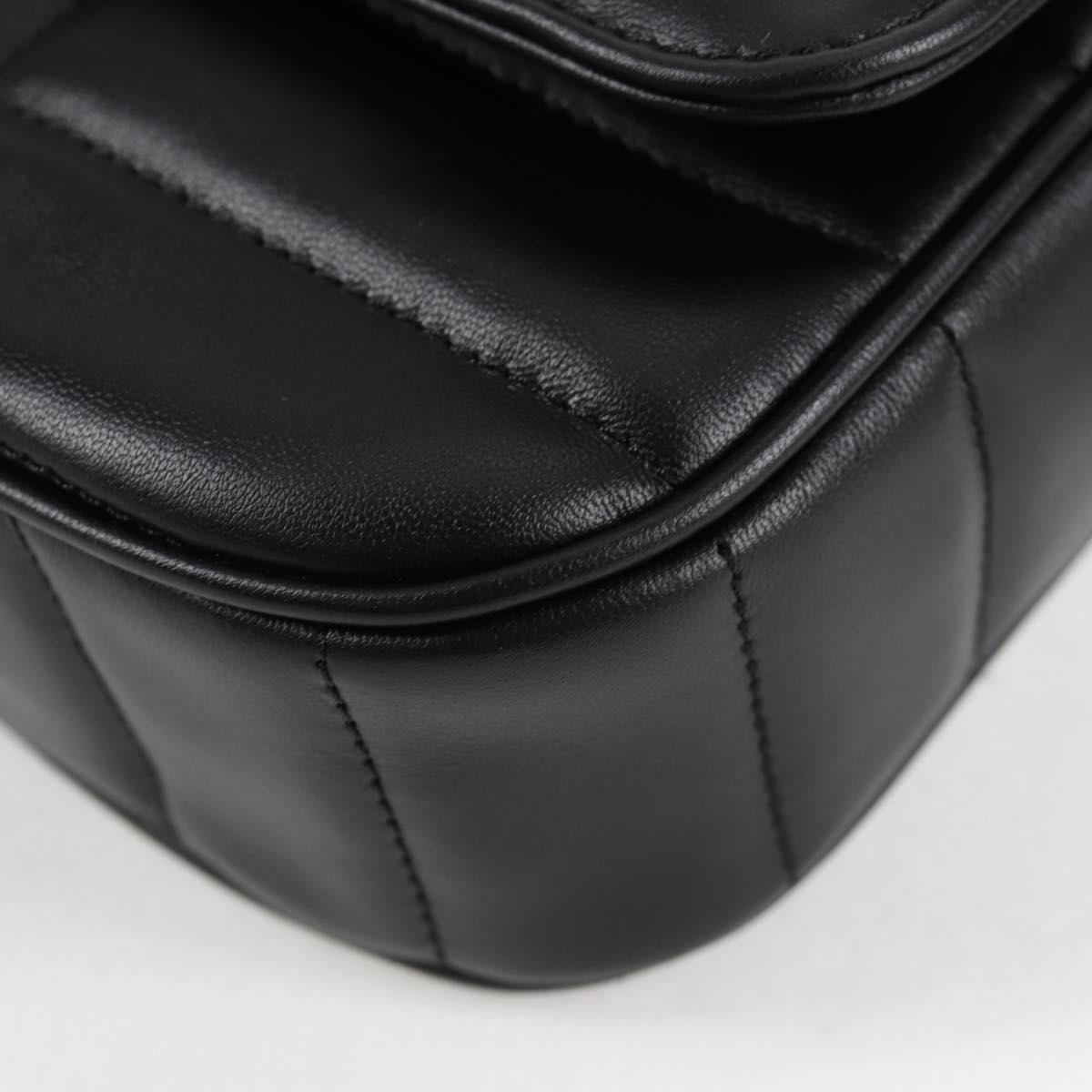 CELINE Chain Shoulder Bag Leather Black Gold Auth nb466SM
