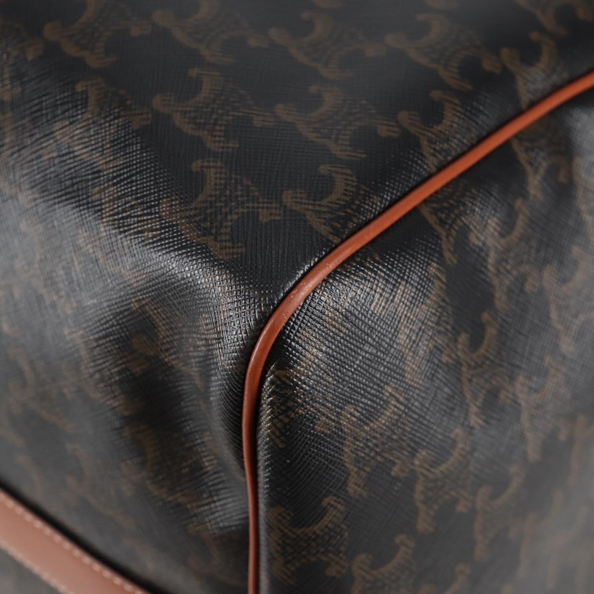 CELINE Triomphe Boston Bag PVC Leather 2way Black Gold Auth nb467M