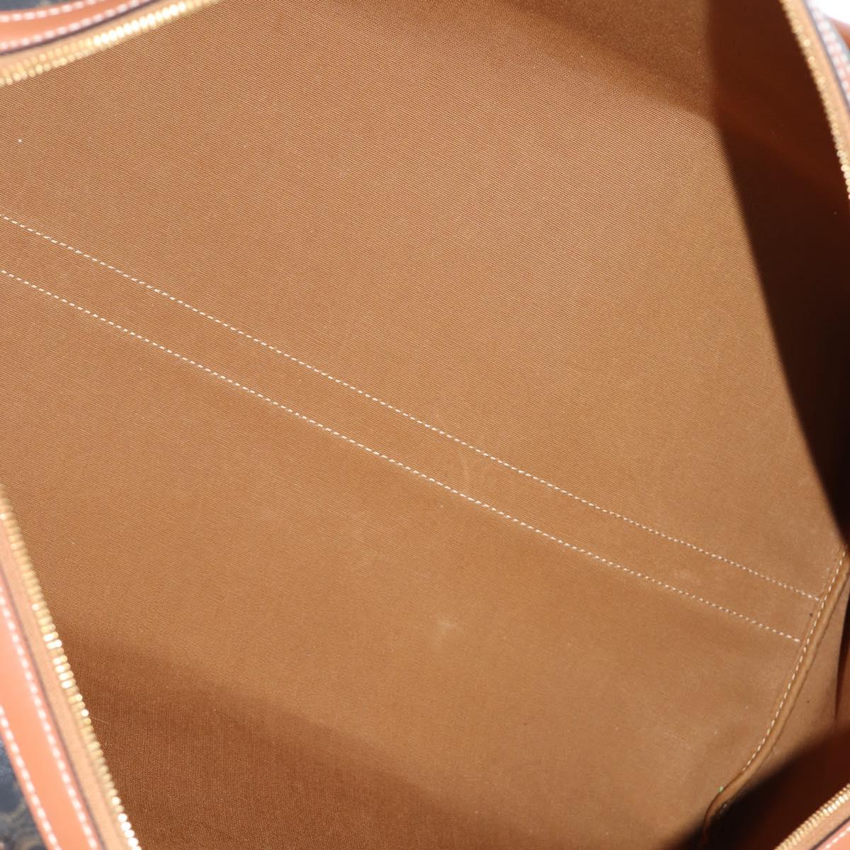 CELINE Triomphe Boston Bag PVC Leather 2way Black Gold Auth nb467M