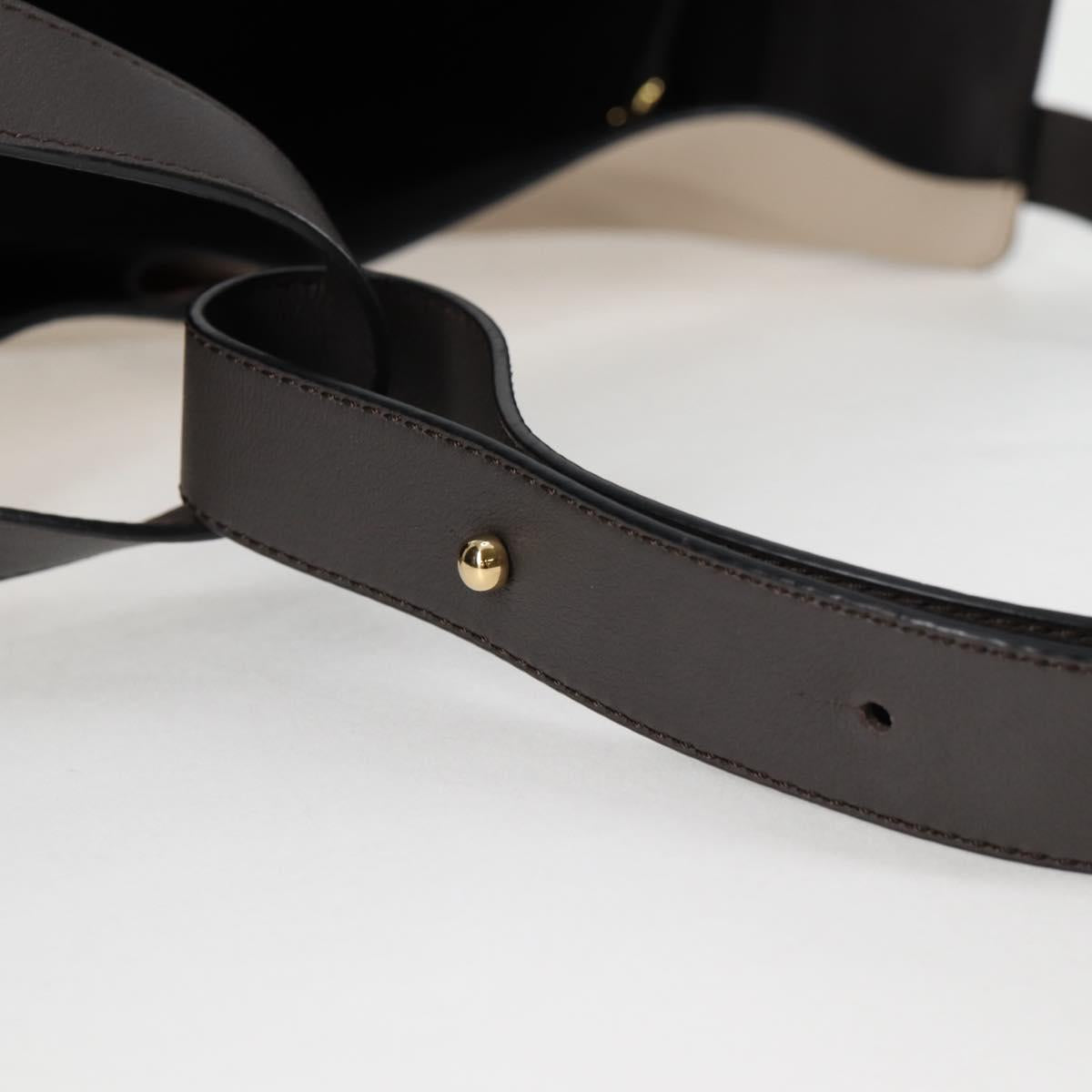 LOEWE Anagram Hammock Shoulder Bag Leather Beige Gold Auth nb477M