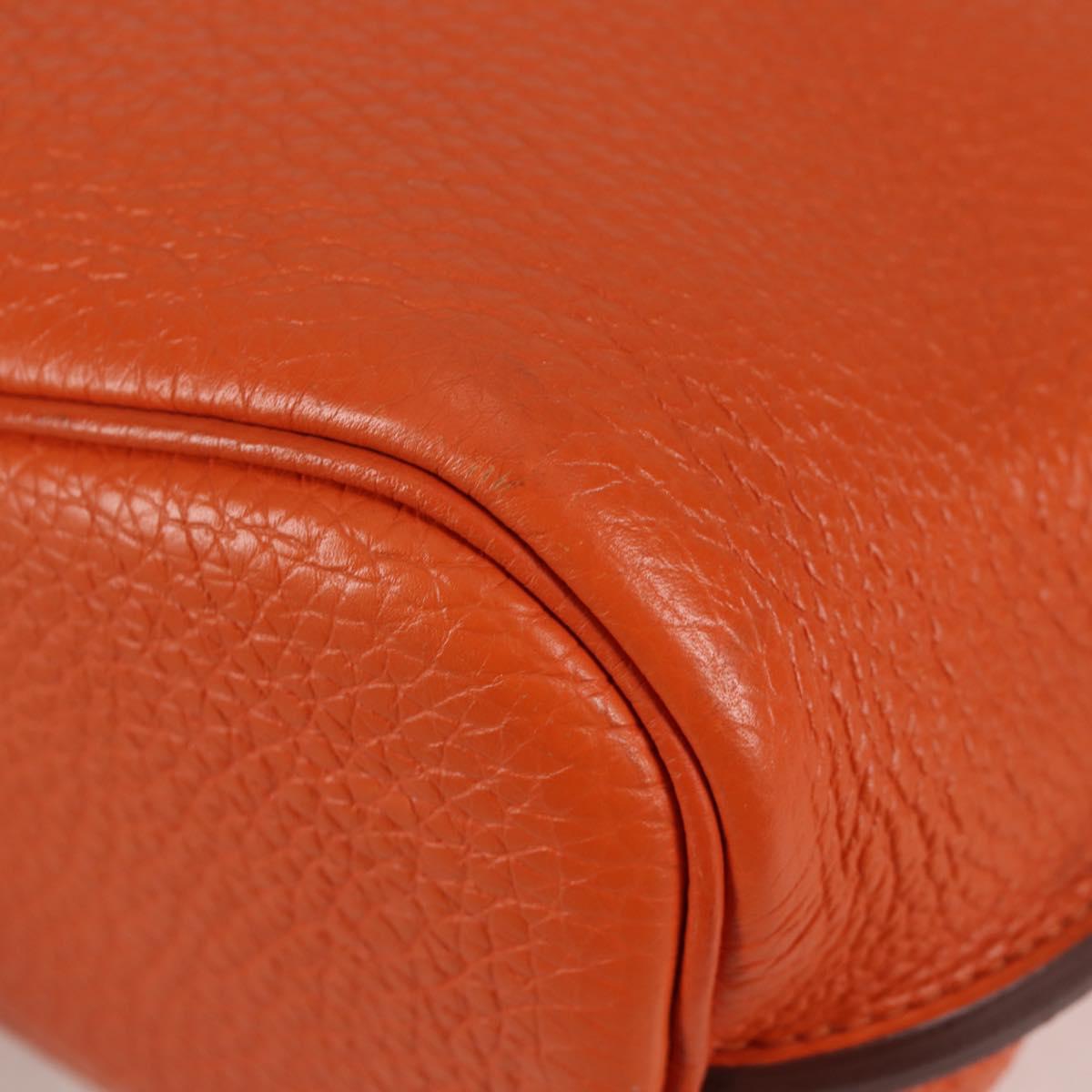 HERMES Togo Sokelly Note Cover Leather Orange Silver Auth nb488M