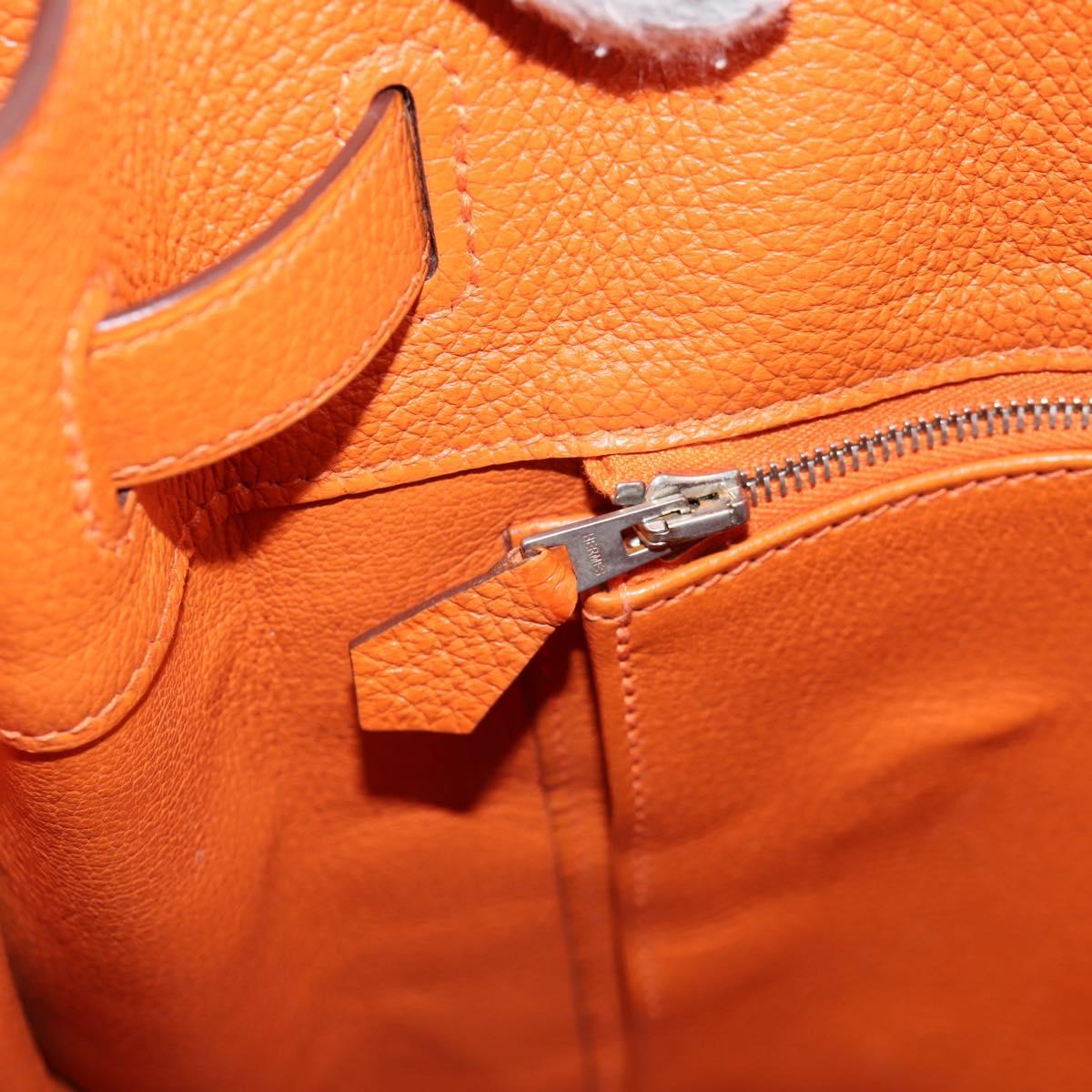 HERMES Togo Sokelly Note Cover Leather Orange Silver Auth nb488M