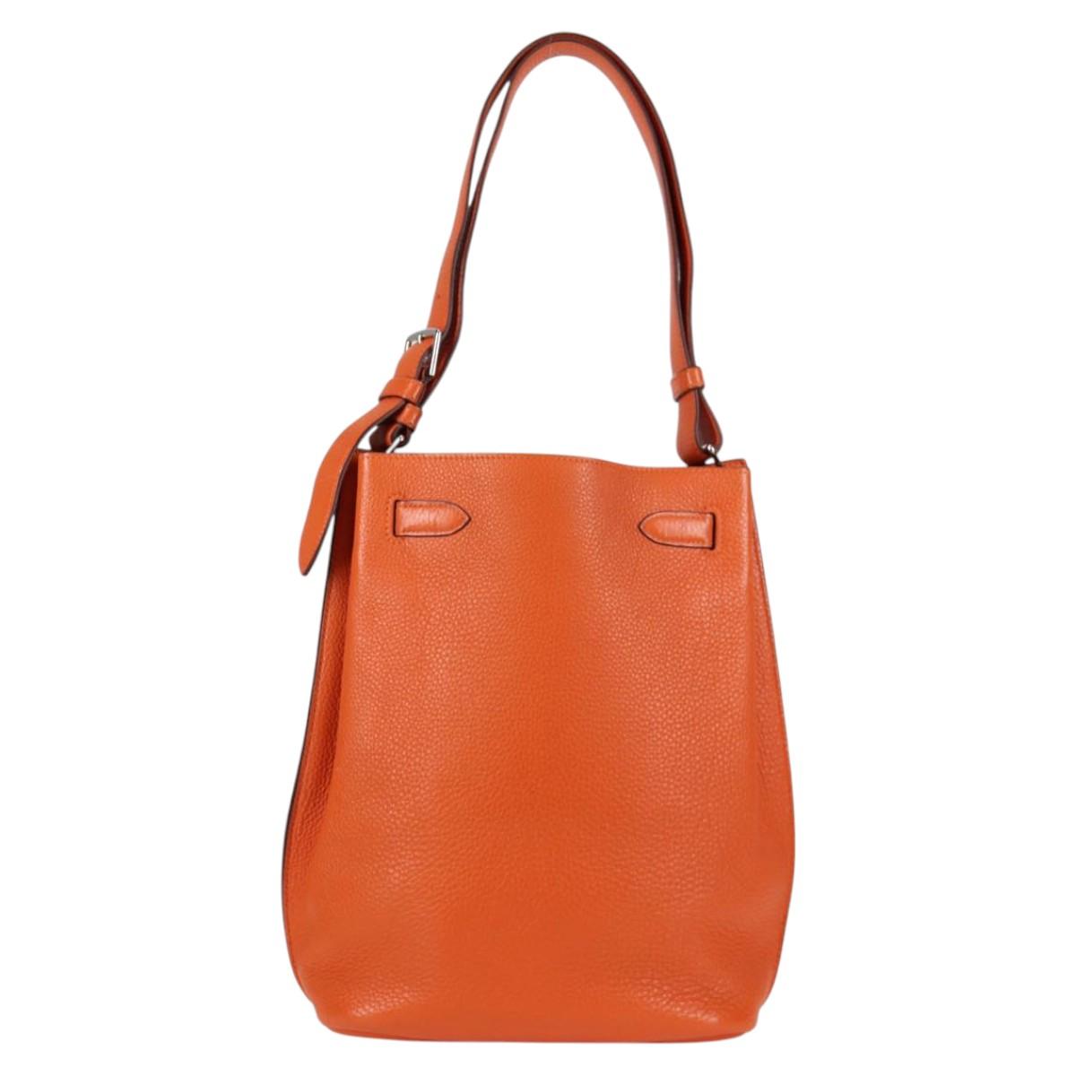 HERMES Togo Sokelly Note Cover Leather Orange Silver Auth nb488M