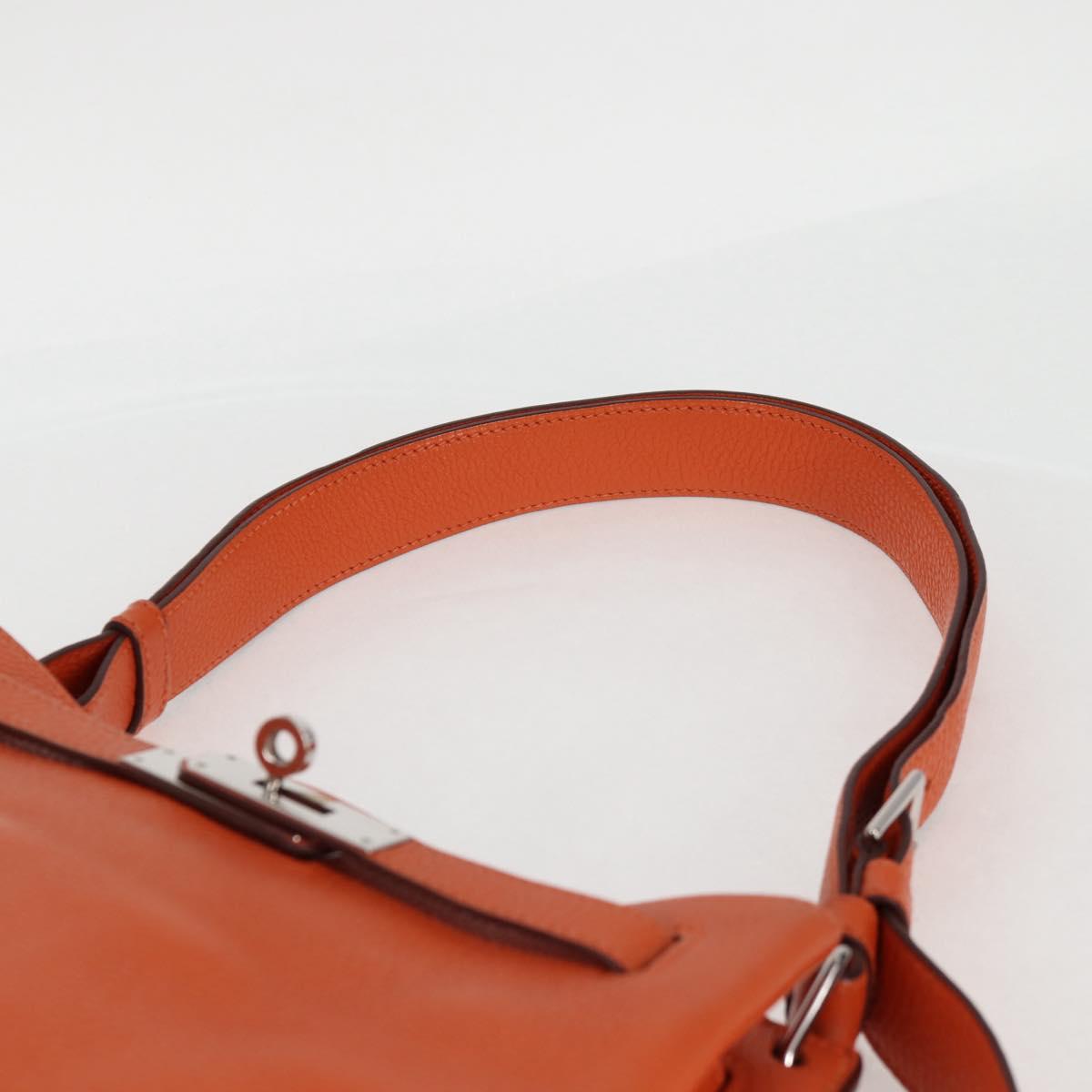 HERMES Togo Sokelly Note Cover Leather Orange Silver Auth nb488M