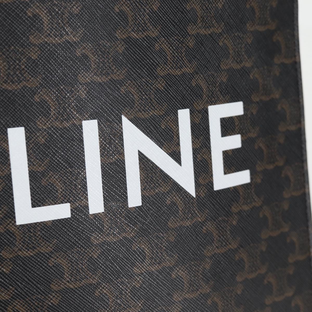 CELINE Triomphe Vertical Cabas Tote Bag PVC Leather Black Gold Auth nb490M