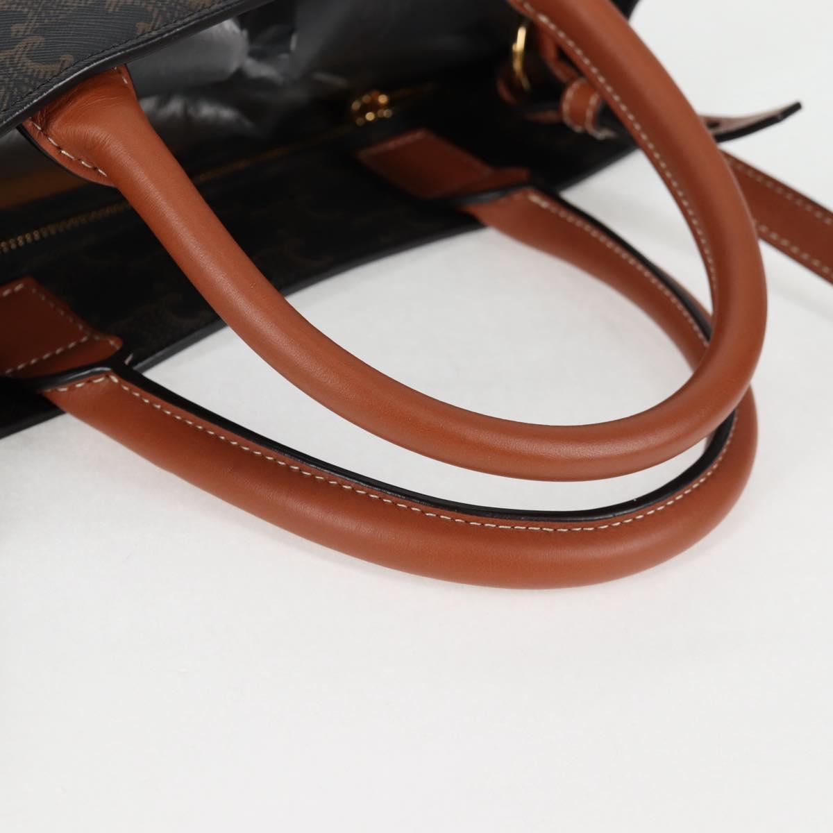 CELINE Triomphe Vertical Cabas Tote Bag PVC Leather Black Gold Auth nb490M