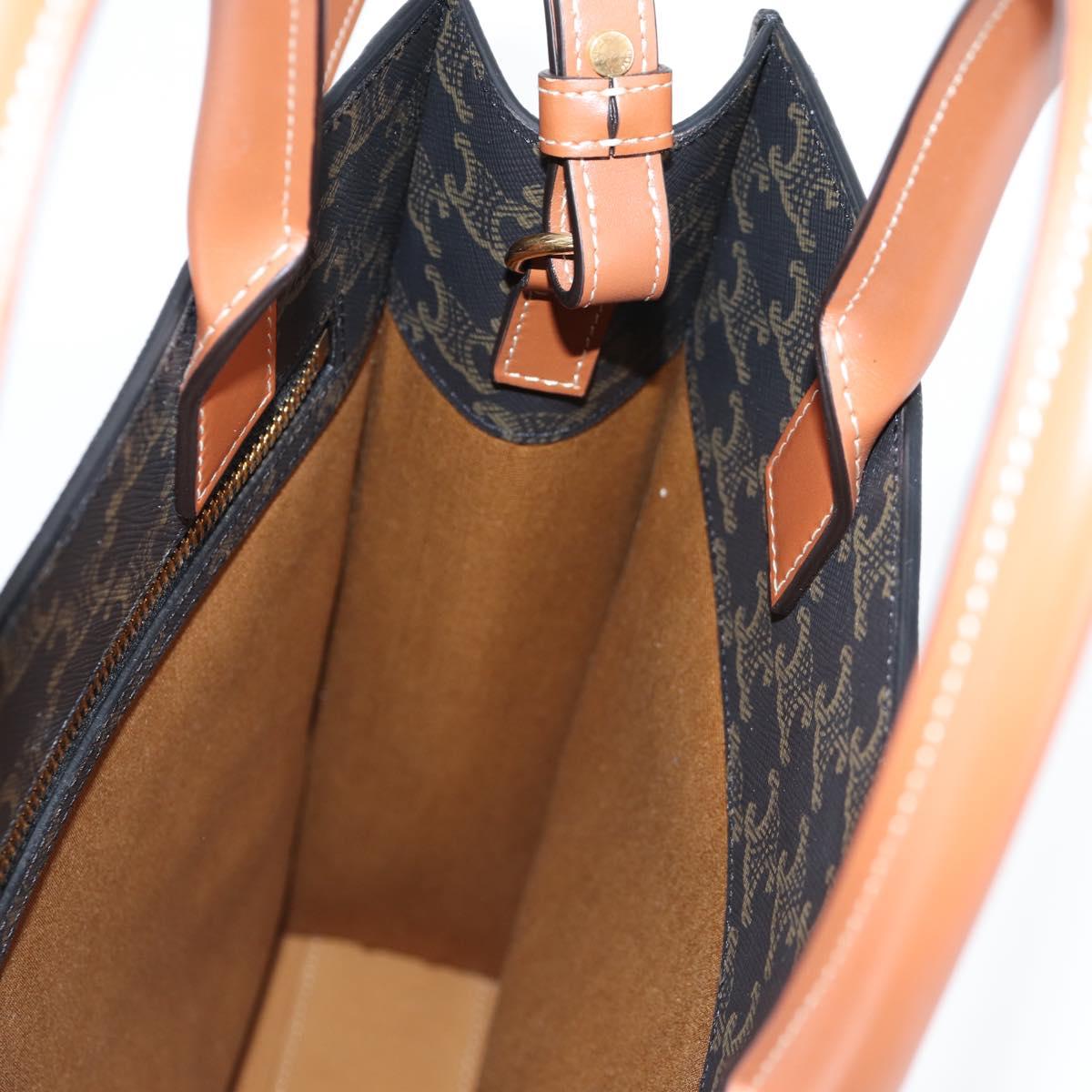 CELINE Triomphe Vertical Cabas Shoulder Bag PVC Leather Black Gold Auth nb491M