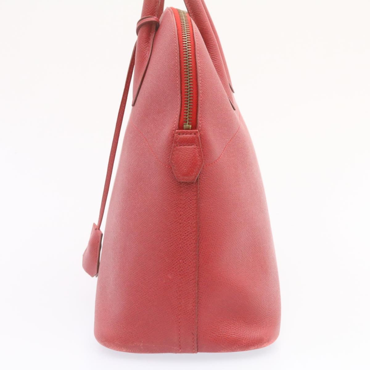 HERMES Bolide 37 Hand Bag Leather Red Auth nh122SA