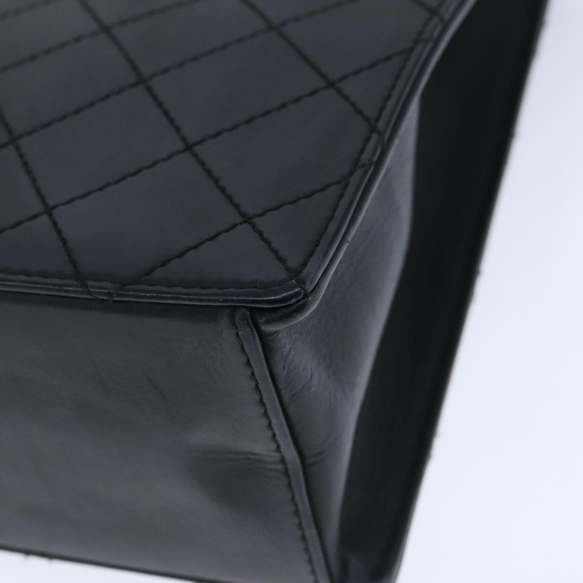 CHANEL Hand Bag Lamb Skin Black CC Auth PP003