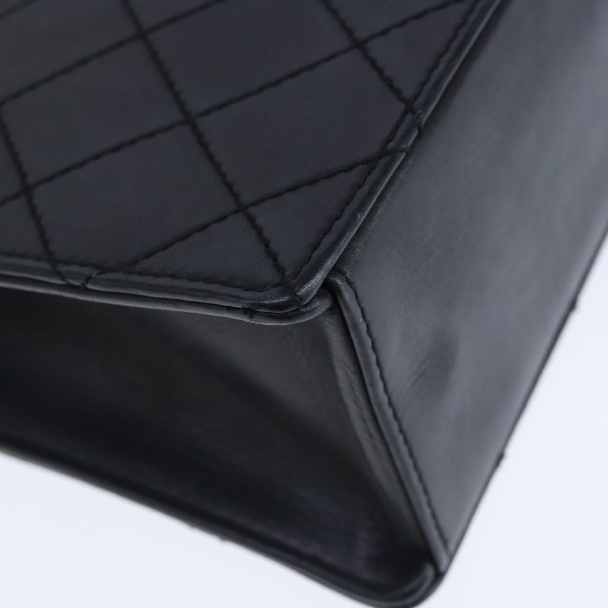 CHANEL Hand Bag Lamb Skin Black CC Auth PP003