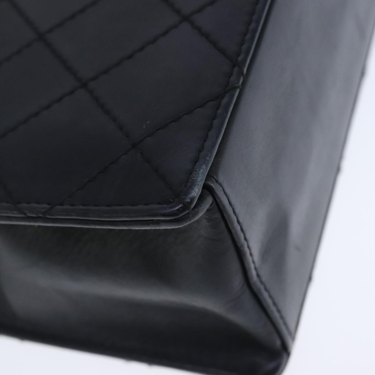 CHANEL Hand Bag Lamb Skin Black CC Auth PP003