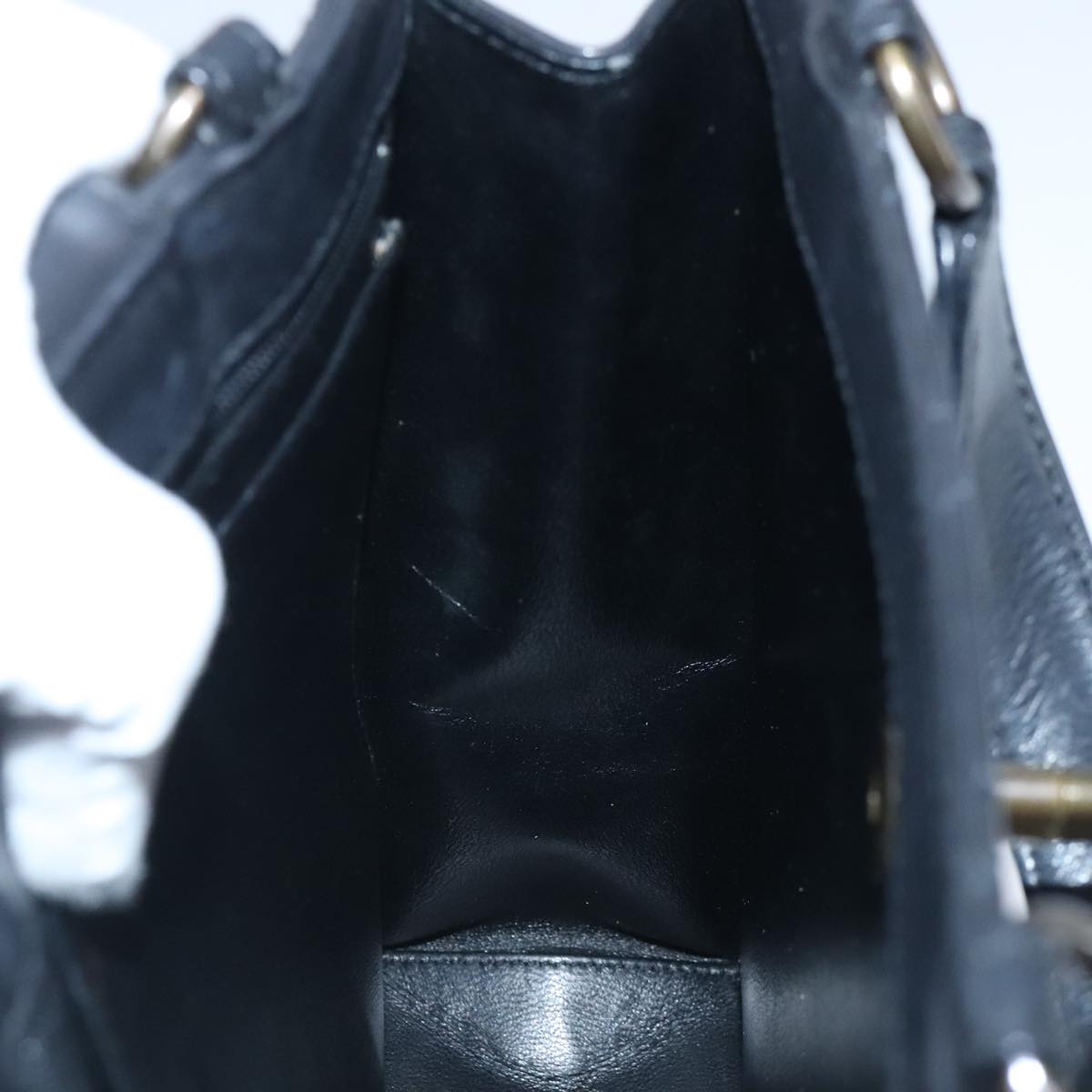 CHANEL Hand Bag Lamb Skin Black CC Auth PP003