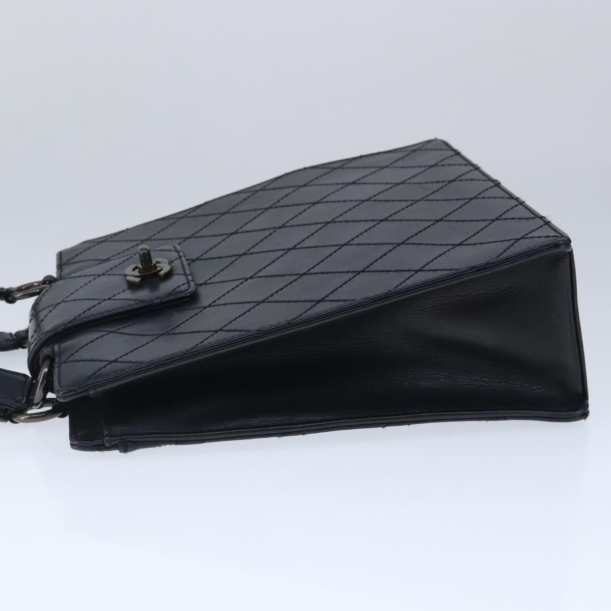 CHANEL Hand Bag Lamb Skin Black CC Auth PP003