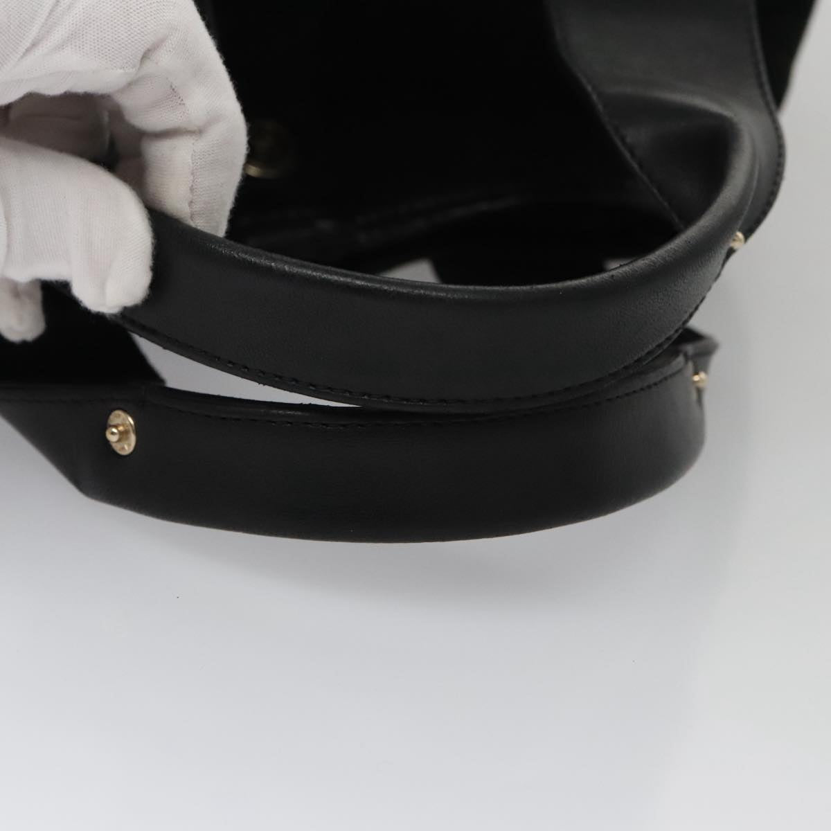 CHANEL Hand Bag Mouton Black CC Auth PP007