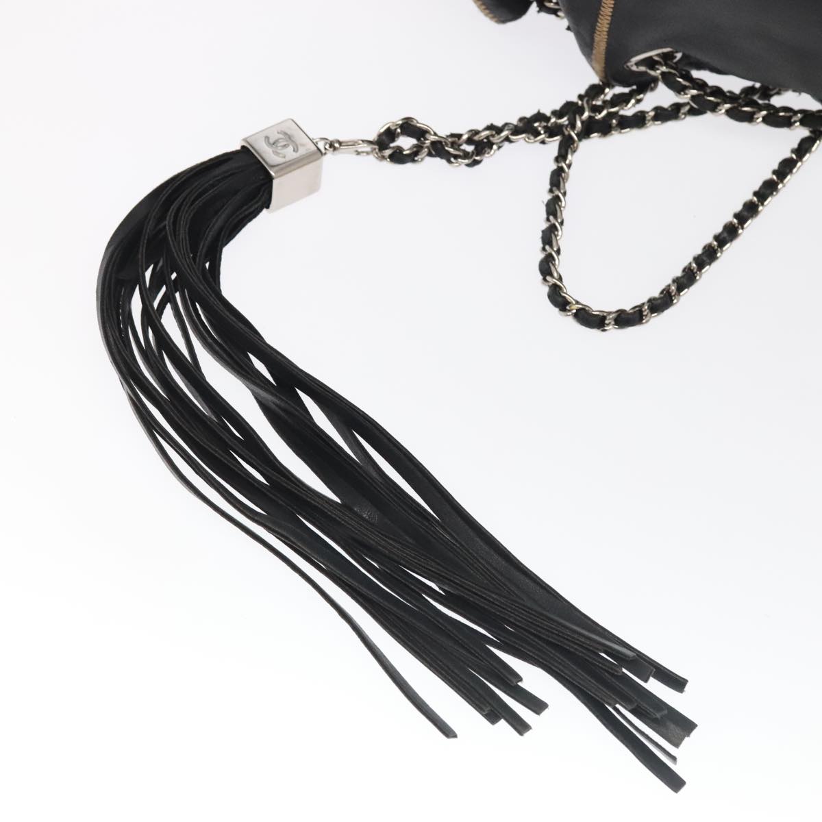 CHANEL Chain Purse Shoulder Bag Lamb Skin Black CC Auth PP024