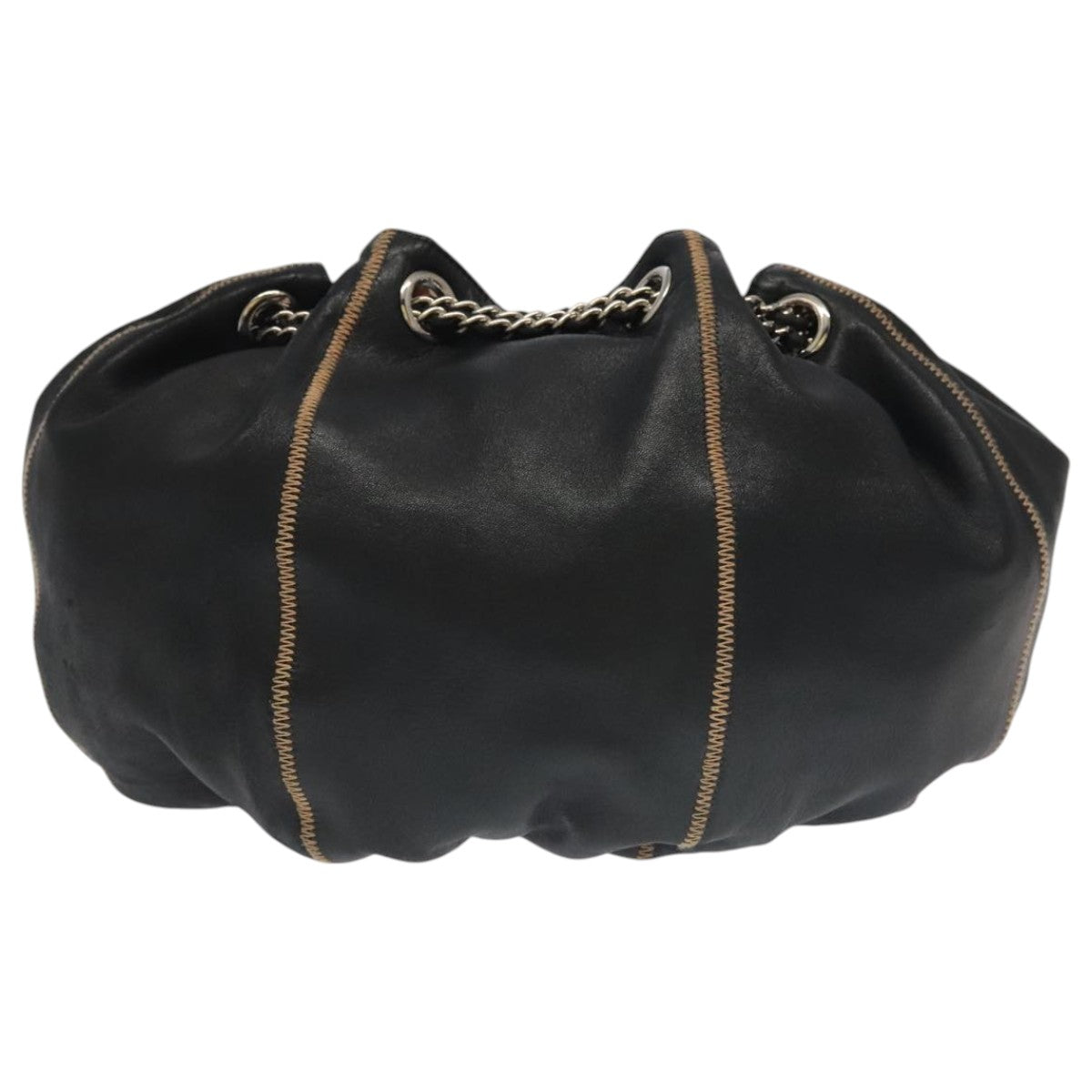 CHANEL Chain Purse Shoulder Bag Lamb Skin Black CC Auth PP024