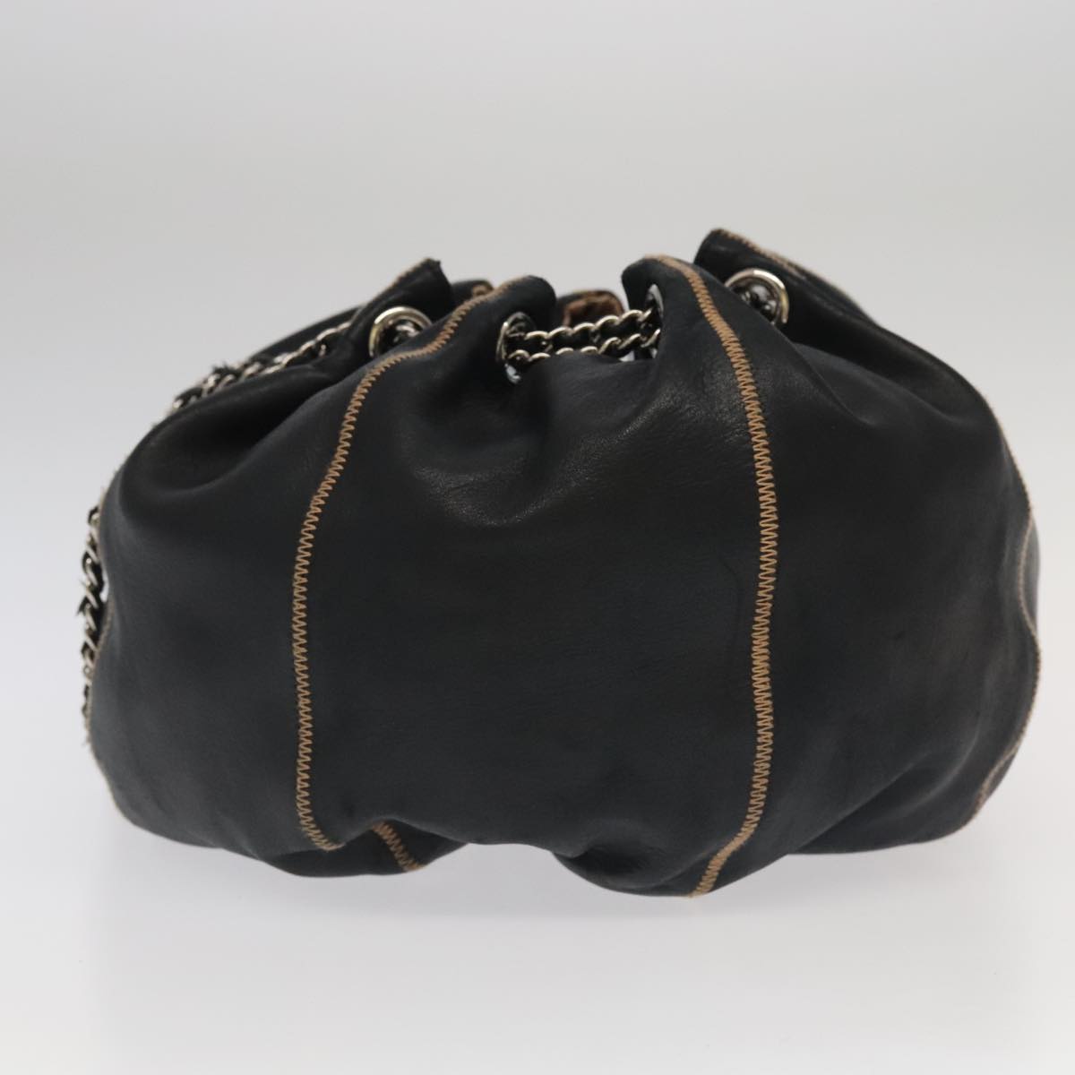 CHANEL Chain Purse Shoulder Bag Lamb Skin Black CC Auth PP024