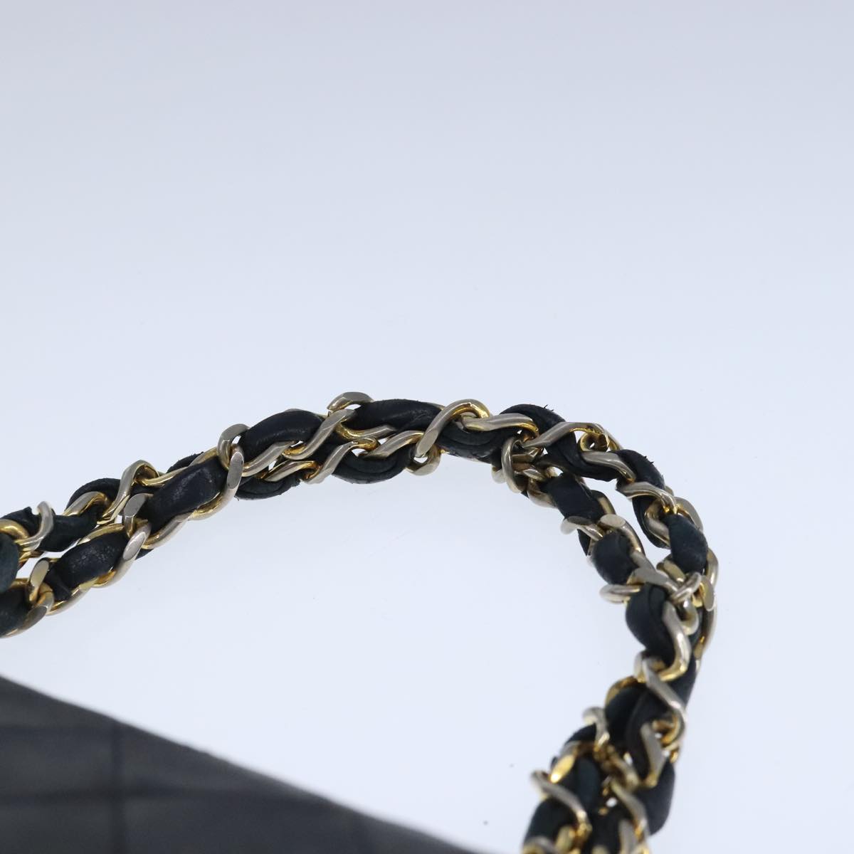 CHANEL Mini Materasse 17 Chain Hand Bag Lamb Skin Black Gold CC Auth PP027