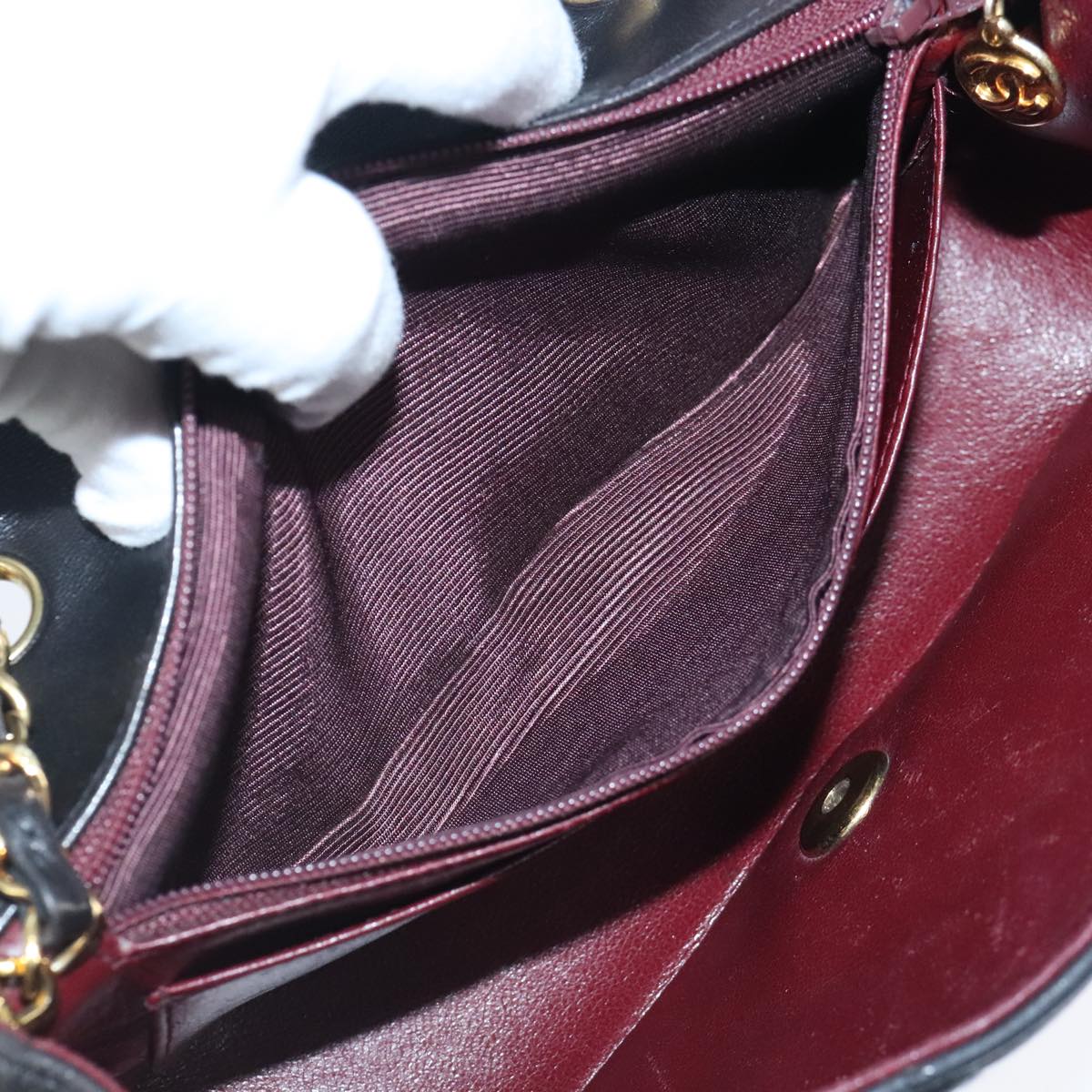 CHANEL Diana 22 Chain Shoulder Bag Lamb Skin Black Gold CC Auth PP029V