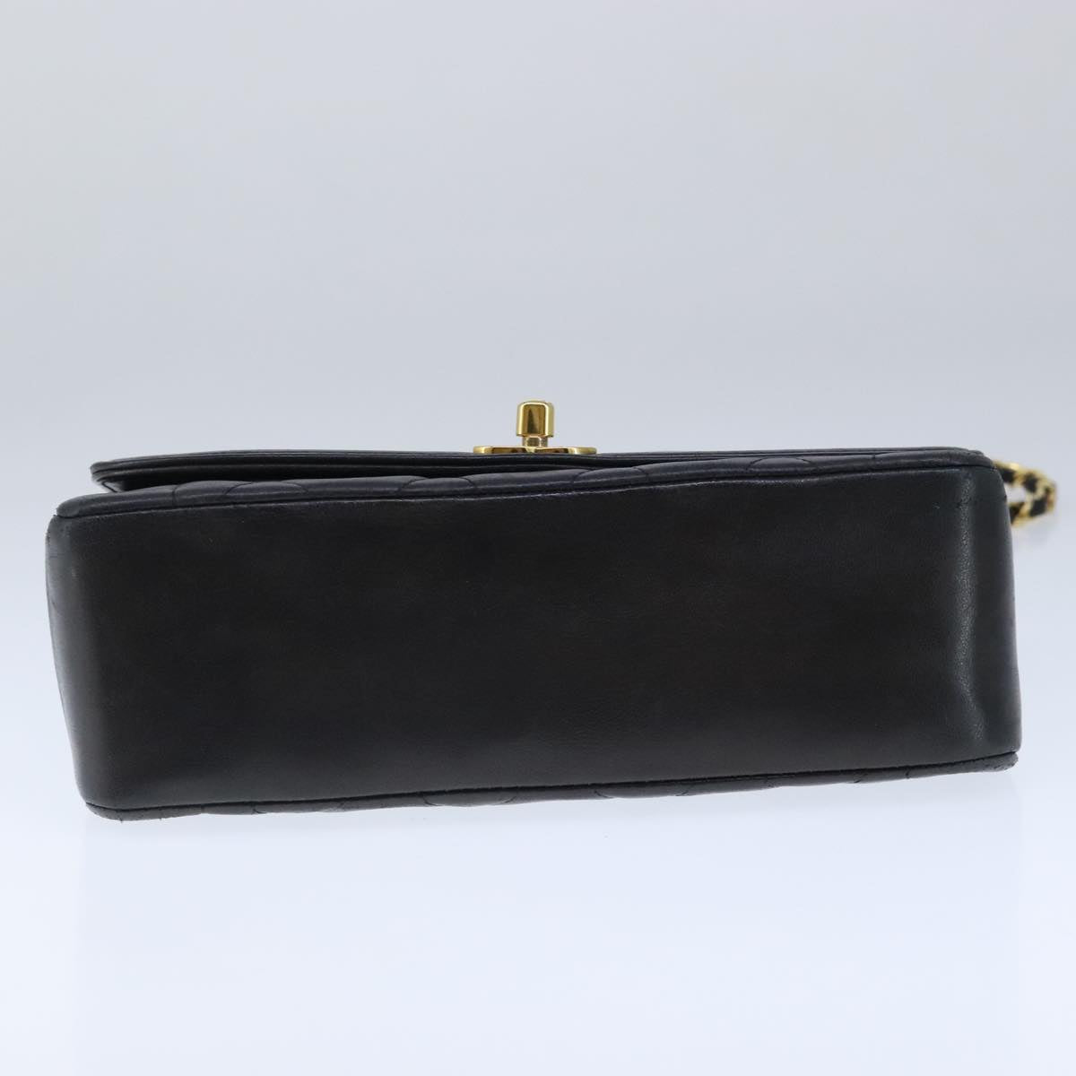 CHANEL Diana 22 Chain Shoulder Bag Lamb Skin Black Gold CC Auth PP029V