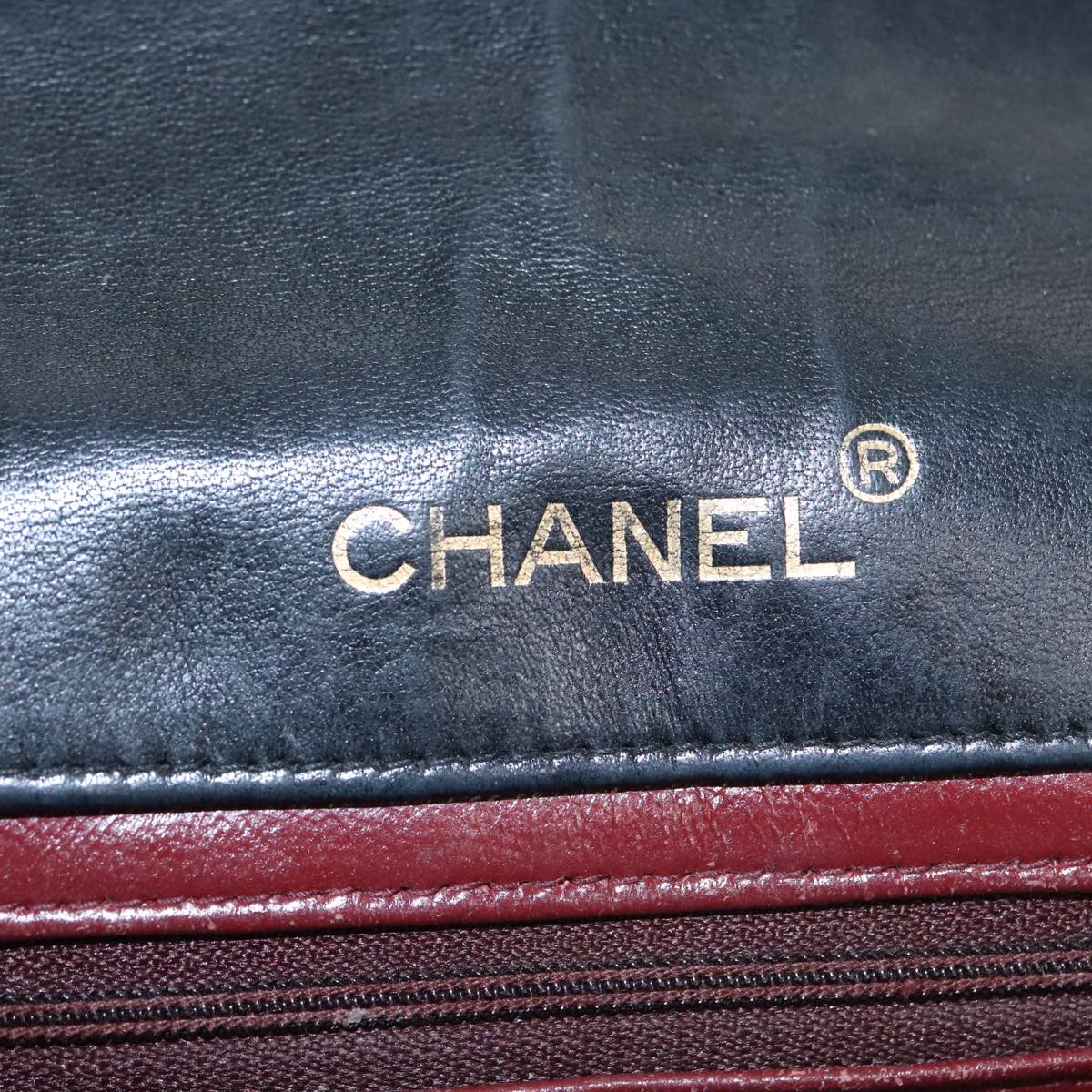 CHANEL Matelasse Chain Shoulder Bag Lamb Skin Black Gold CC Auth PP076