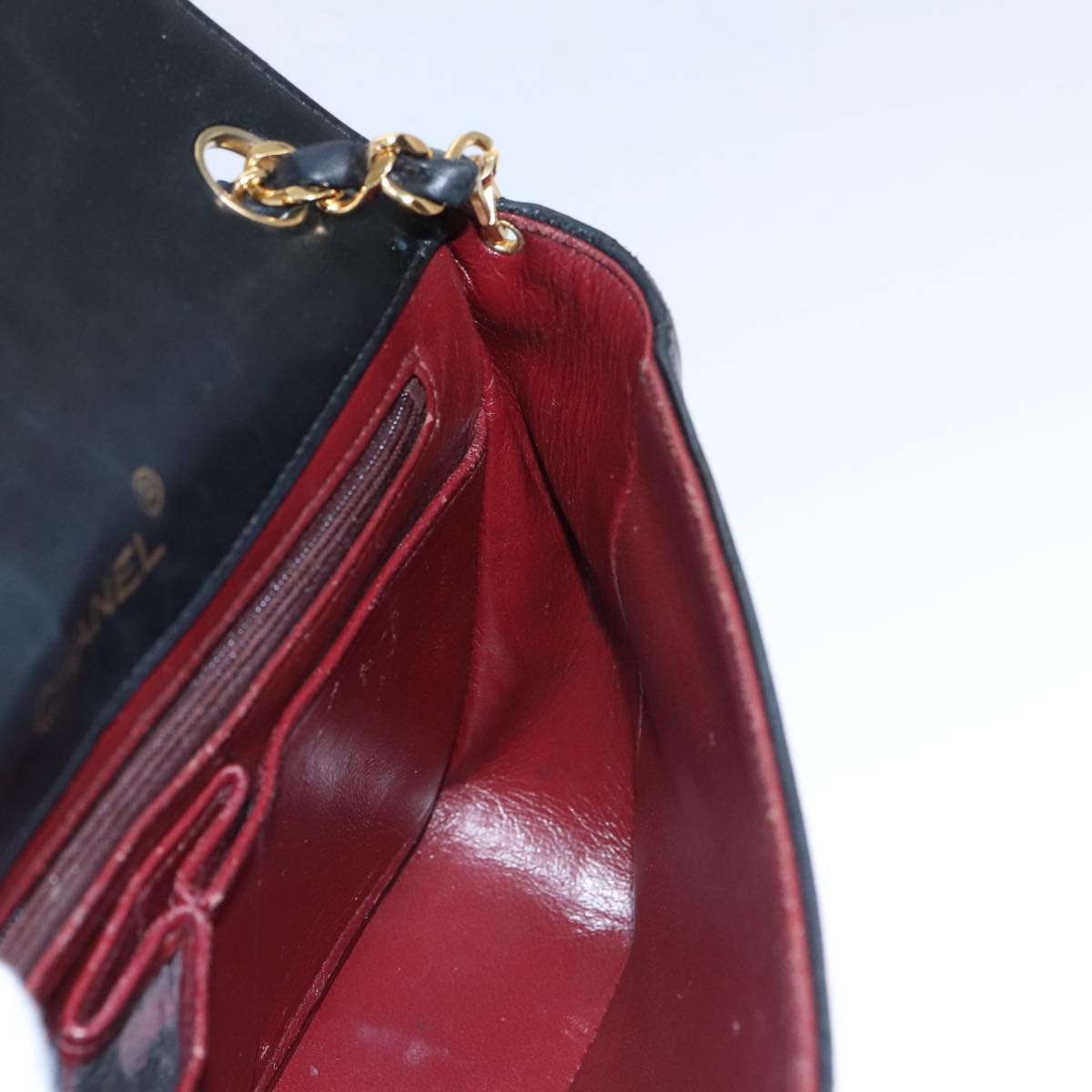 CHANEL Matelasse Chain Shoulder Bag Lamb Skin Black Gold CC Auth PP076