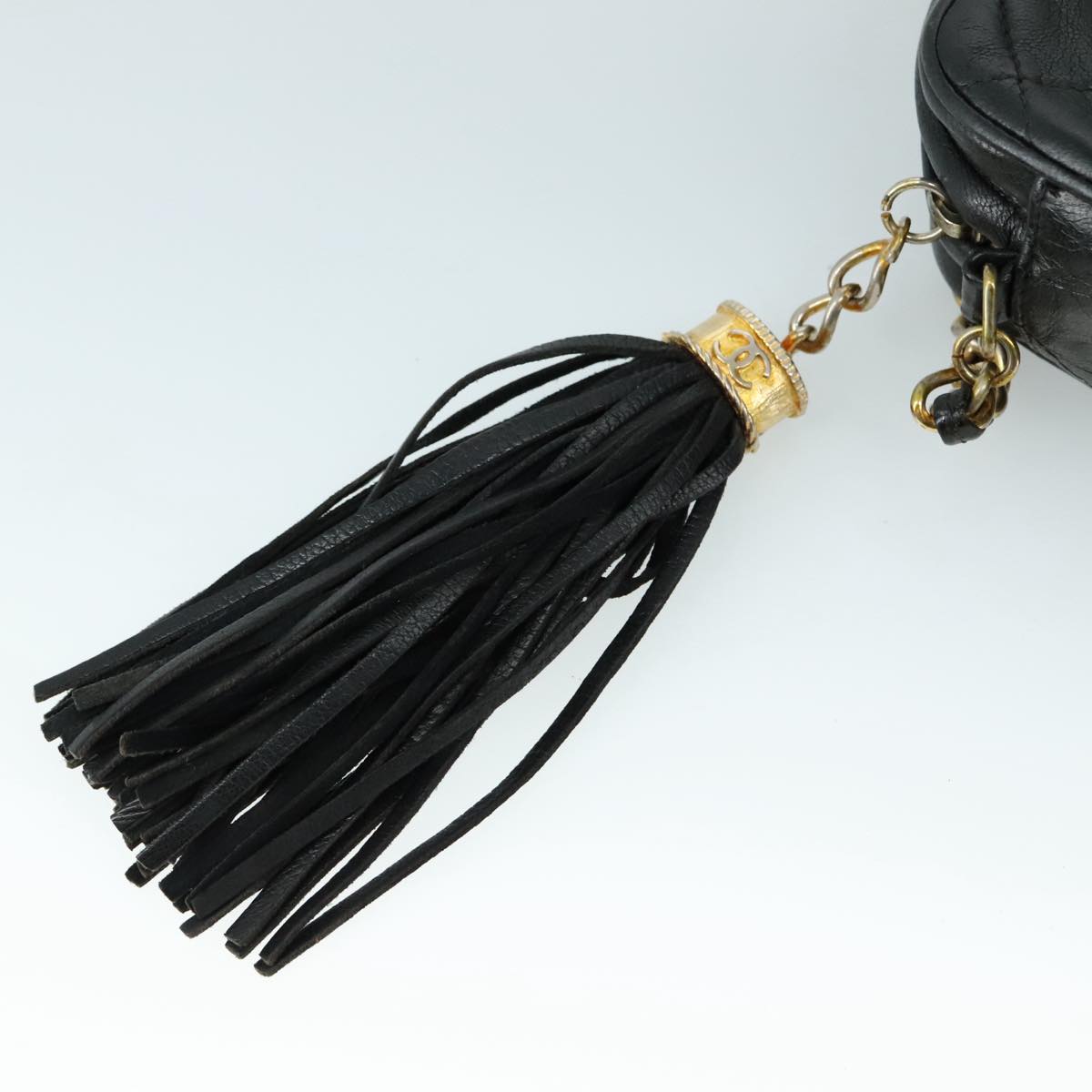 CHANEL Matelasse Chain Shoulder Bag Lamb Skin Black Gold CC Auth PP082