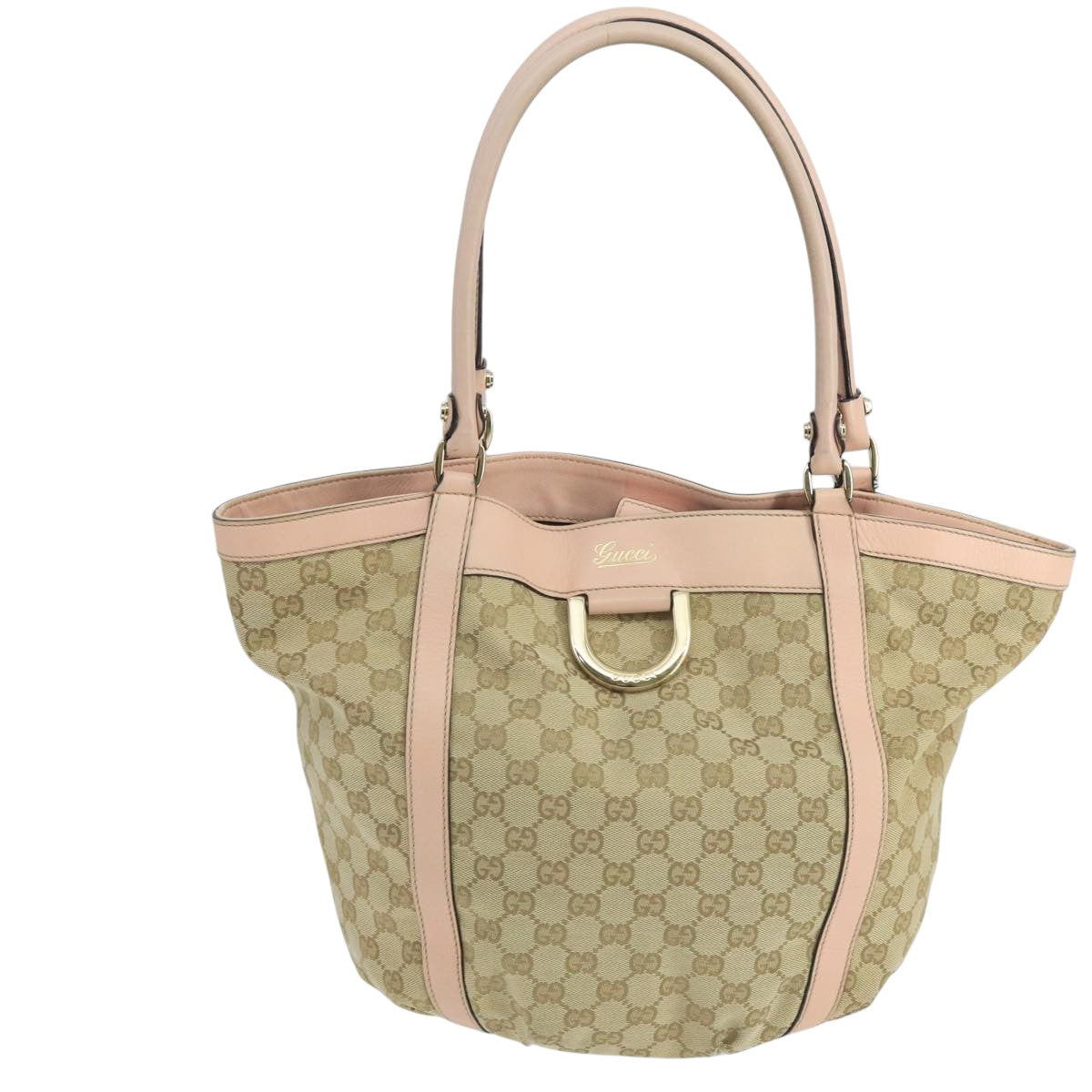 GUCCI GG Canvas Tote Bag Beige 211932 Auth PP095