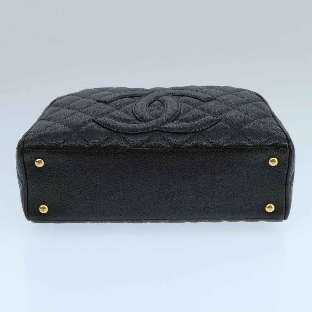 CHANEL Matelasse Hand Bag Caviar Skin Black CC Auth PP100A