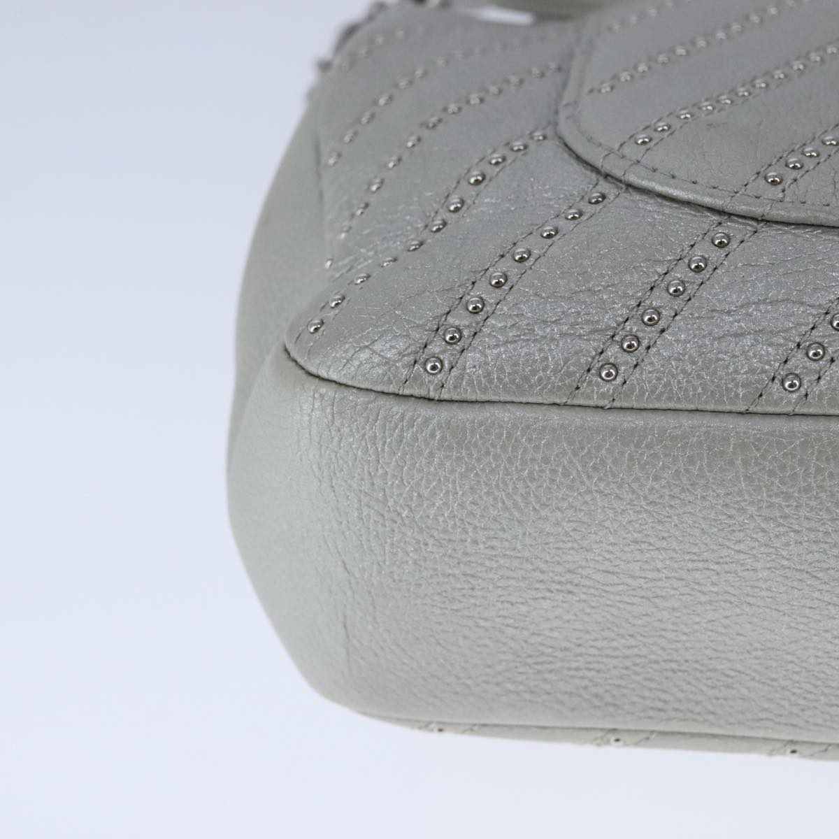 CHANEL Chain Shoulder Bag Leather Gray CC Auth PP141