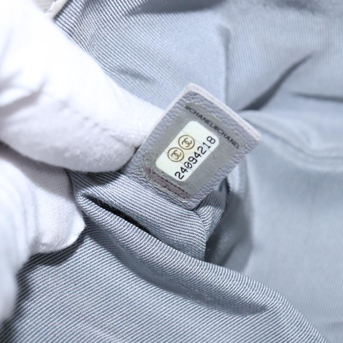 CHANEL Chain Shoulder Bag Leather Gray CC Auth PP141