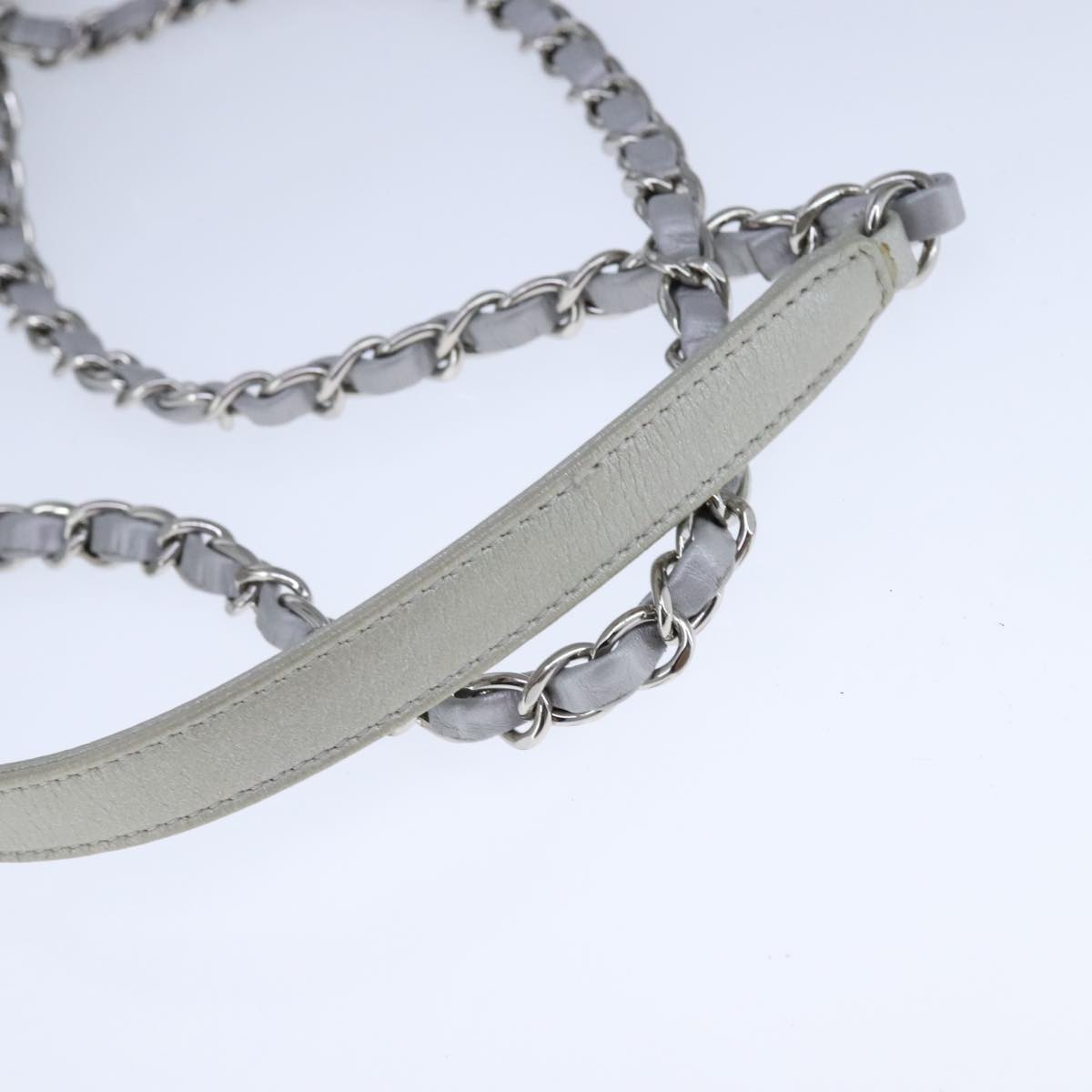 CHANEL Chain Shoulder Bag Leather Gray CC Auth PP141