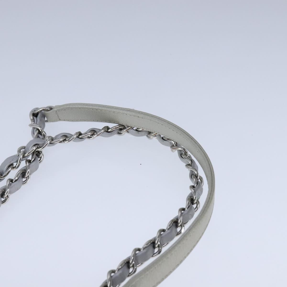 CHANEL Chain Shoulder Bag Leather Gray CC Auth PP141