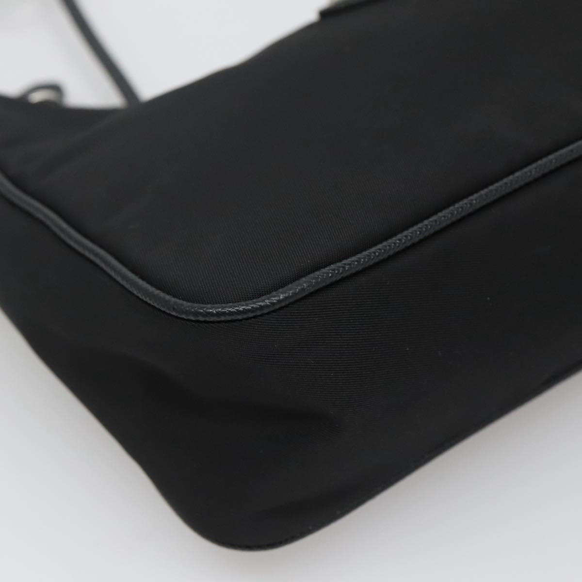 PRADA Shoulder Bag Nylon Black Silver Auth PP309