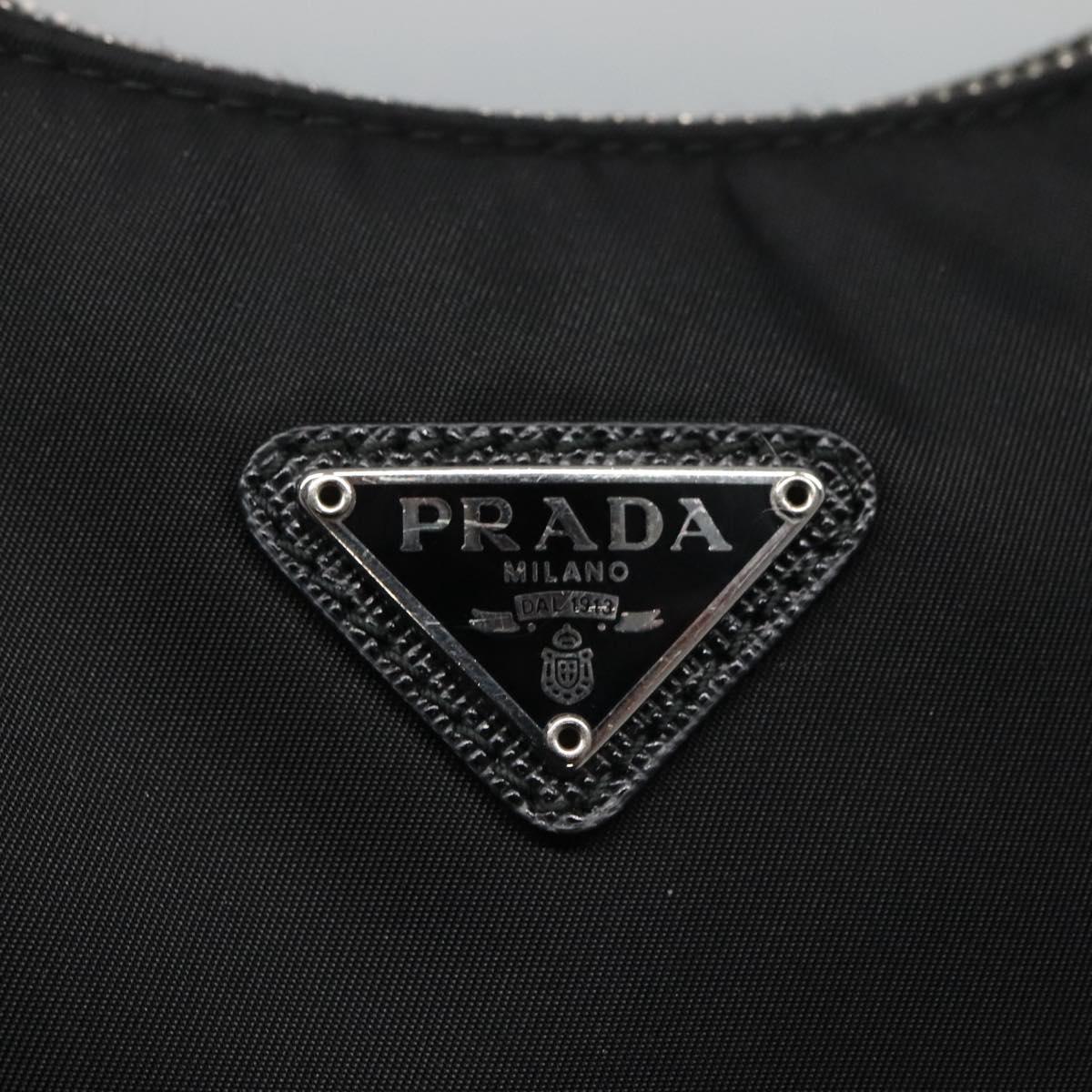 PRADA Shoulder Bag Nylon Black Silver Auth PP309
