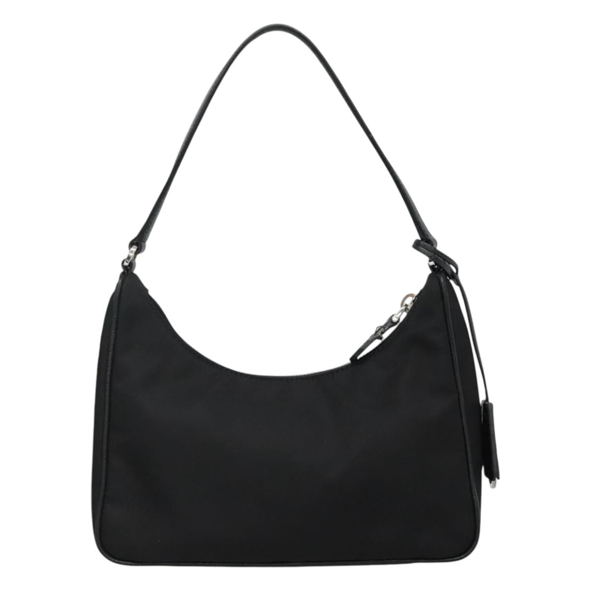 PRADA Shoulder Bag Nylon Black Silver Auth PP309