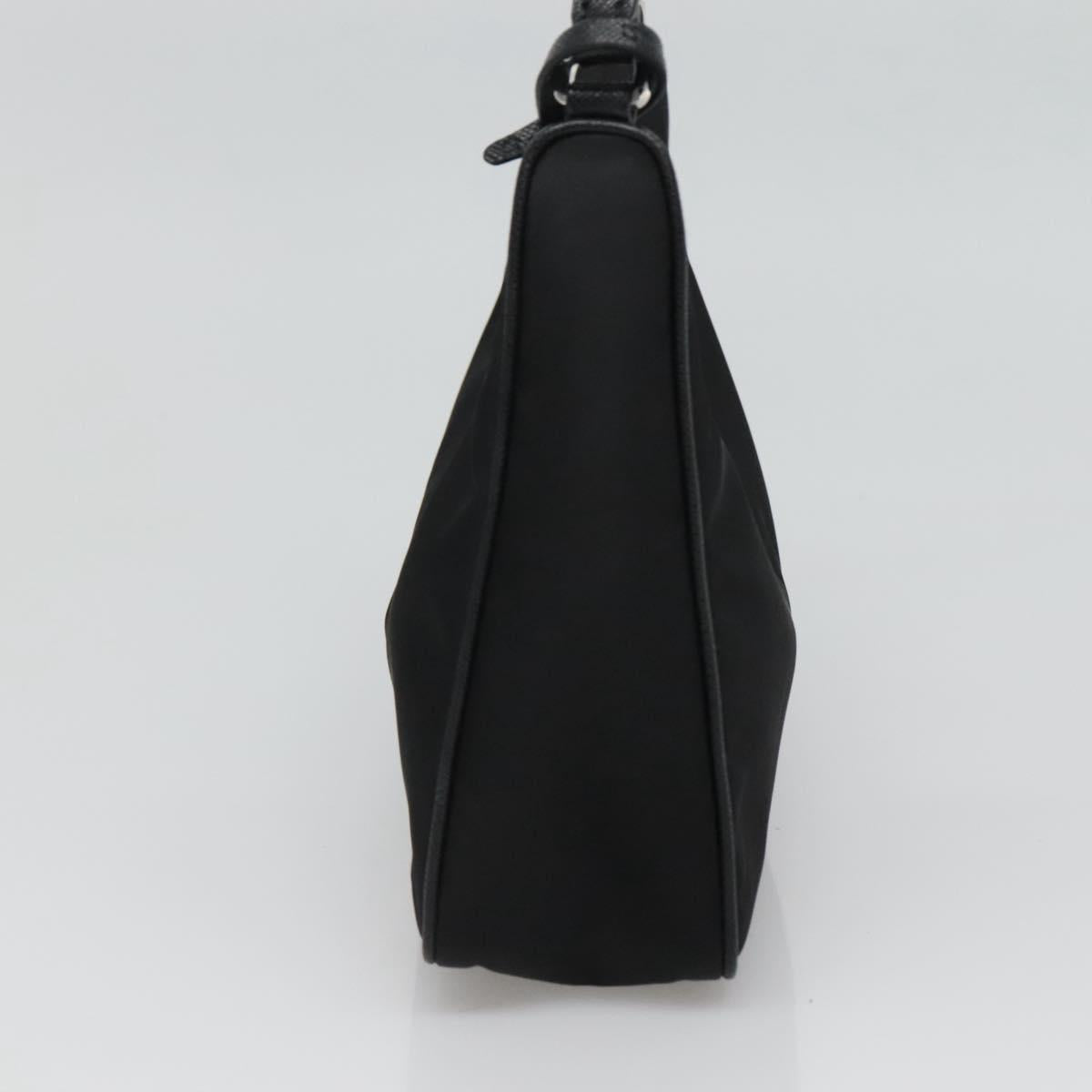 PRADA Shoulder Bag Nylon Black Silver Auth PP309