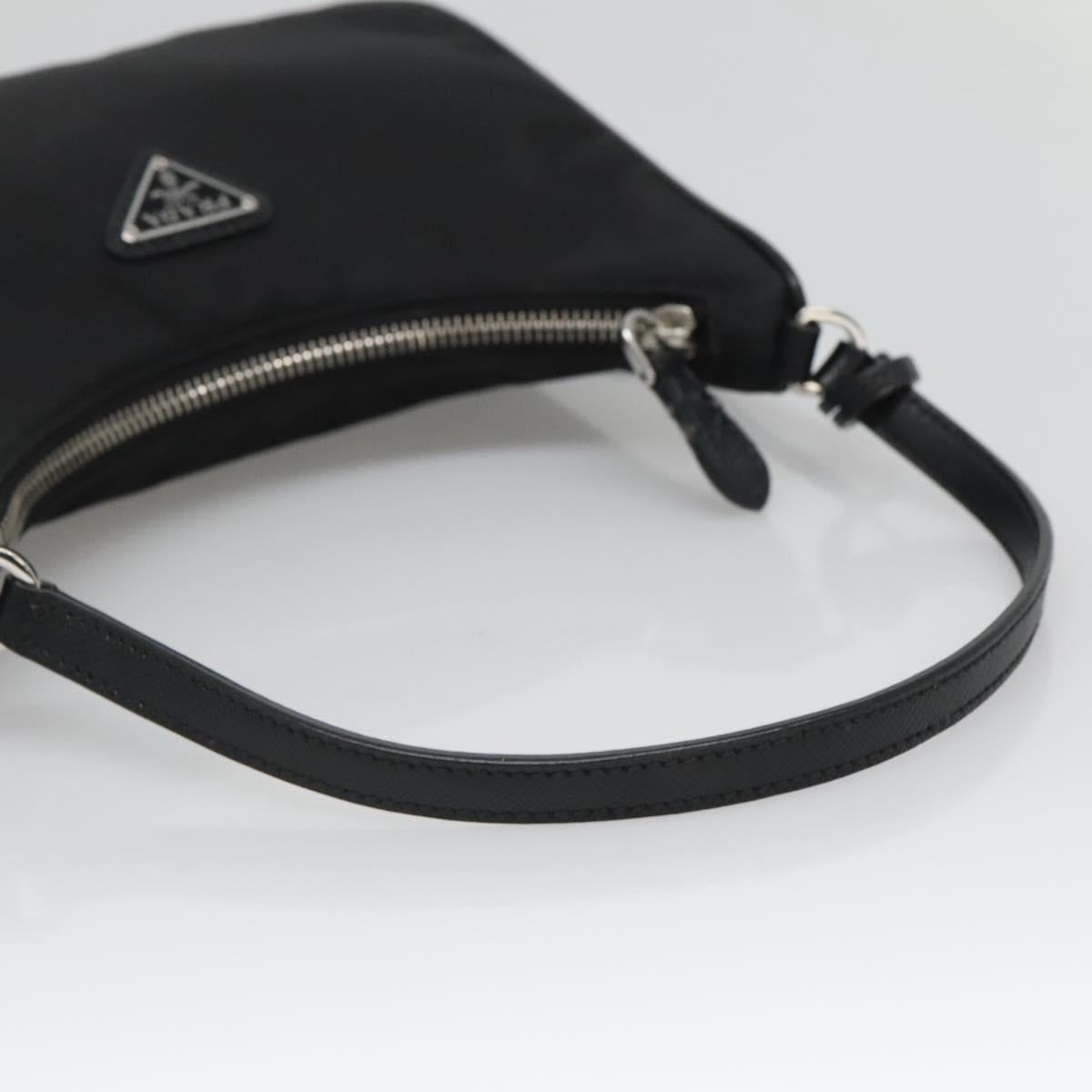 PRADA Shoulder Bag Nylon Black Silver Auth PP309