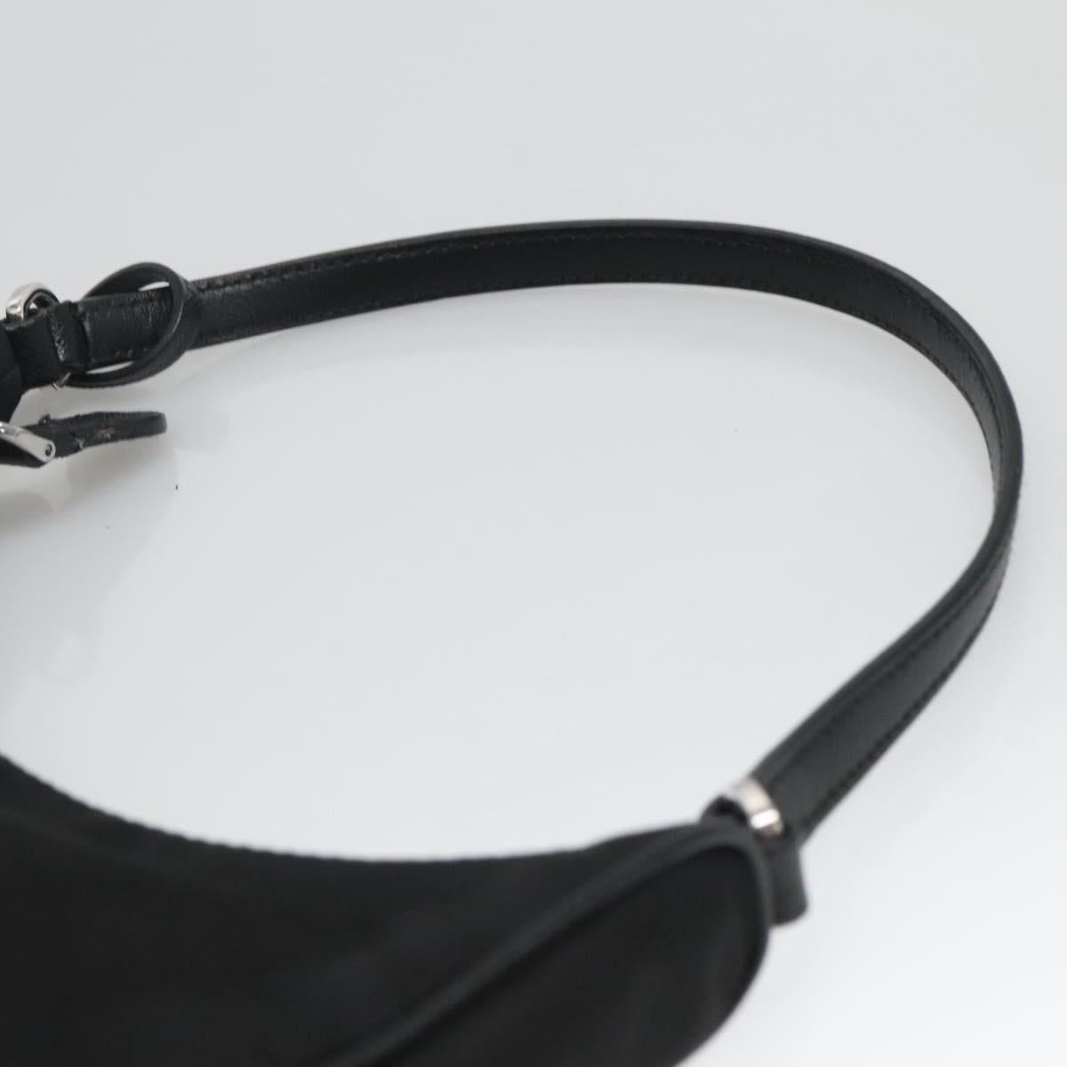 PRADA Shoulder Bag Nylon Black Silver Auth PP309
